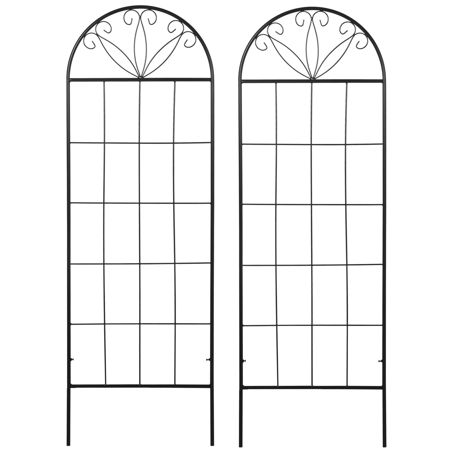 Metal Garden Trellis Pack of 2 for Climbing Plants, Arched Grid Trellis Panels, 20" x 60", Black