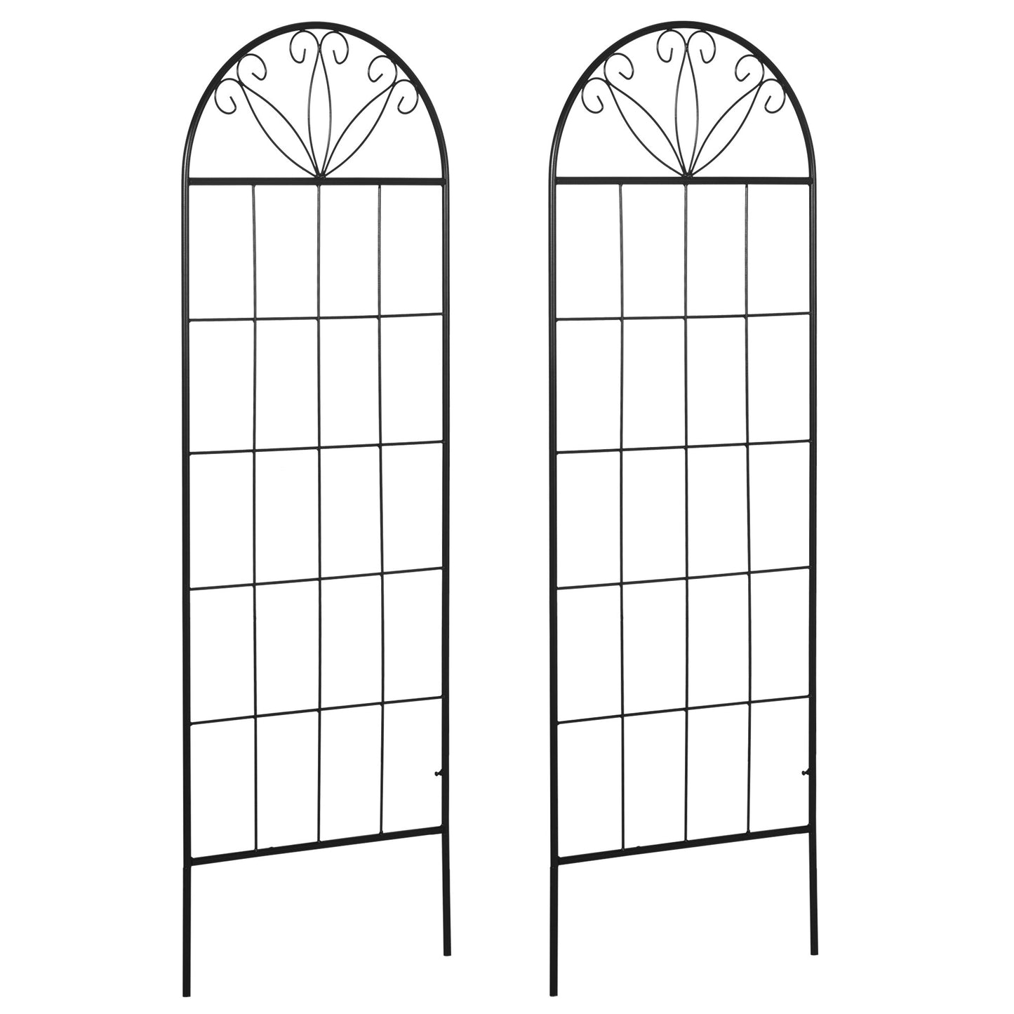 Metal Garden Trellis Pack of 2 for Climbing Plants, Arched Grid Trellis Panels, 20" x 60", Black