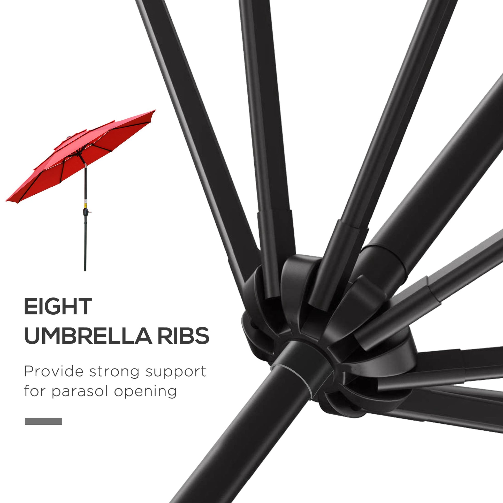 9FT 3 Tiers Patio Umbrella Outdoor Market Umbrella with Crank, Push Button Tilt for Deck, Backyard and Lawn, Red