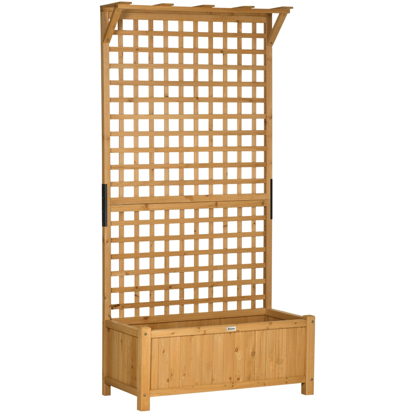 Raised Garden Bed, Wood Planter with Trellis for Vine Climbing, Privacy Screen Planter Box to Grow Vegetables, Herbs, and Flowers for Backyard, Patio, Deck, Yellow