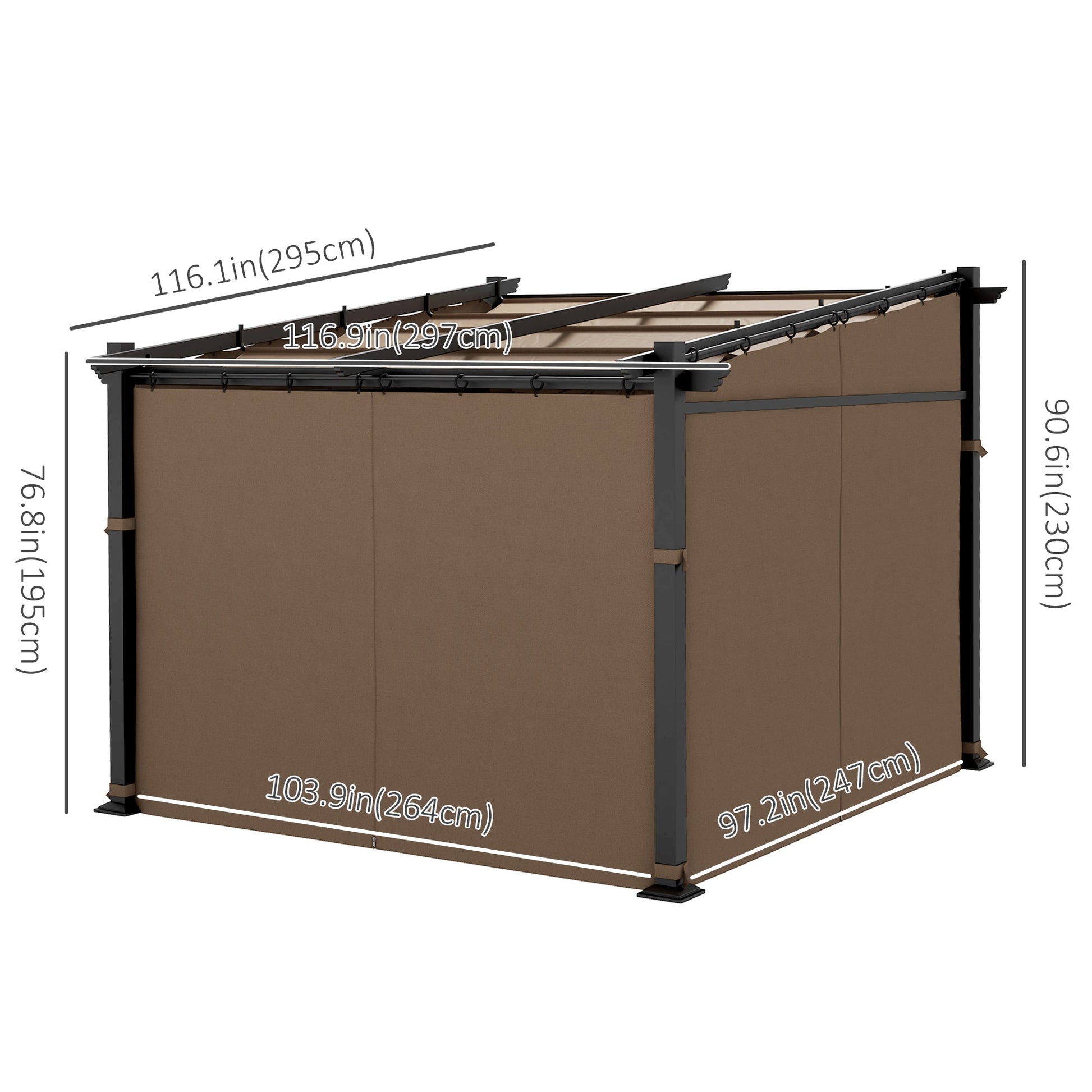 10' x 10' Metal Pergola with Sliding Roof Canopy, Retractable Pergola Canopy for Outdoor, Patio, Coffee