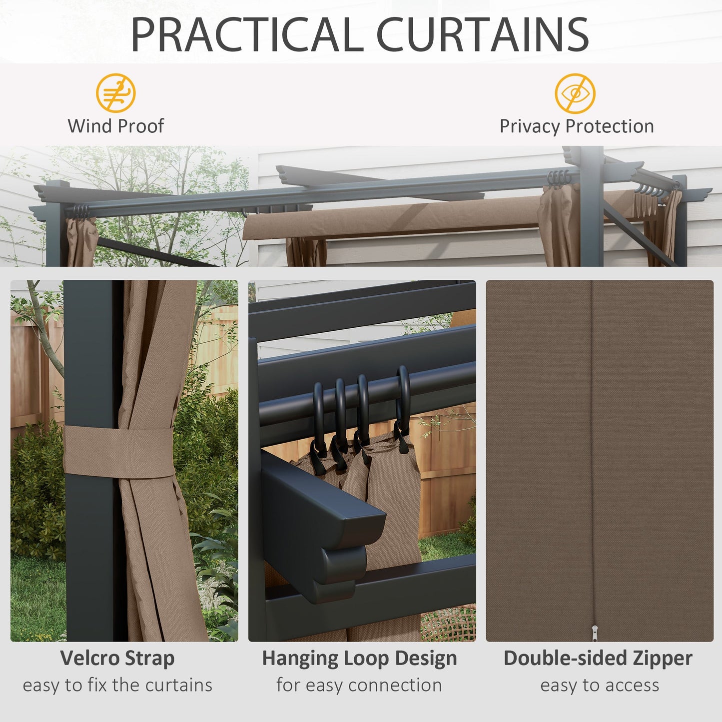 10' x 10' Metal Pergola with Sliding Roof Canopy, Retractable Pergola Canopy for Outdoor, Patio, Coffee