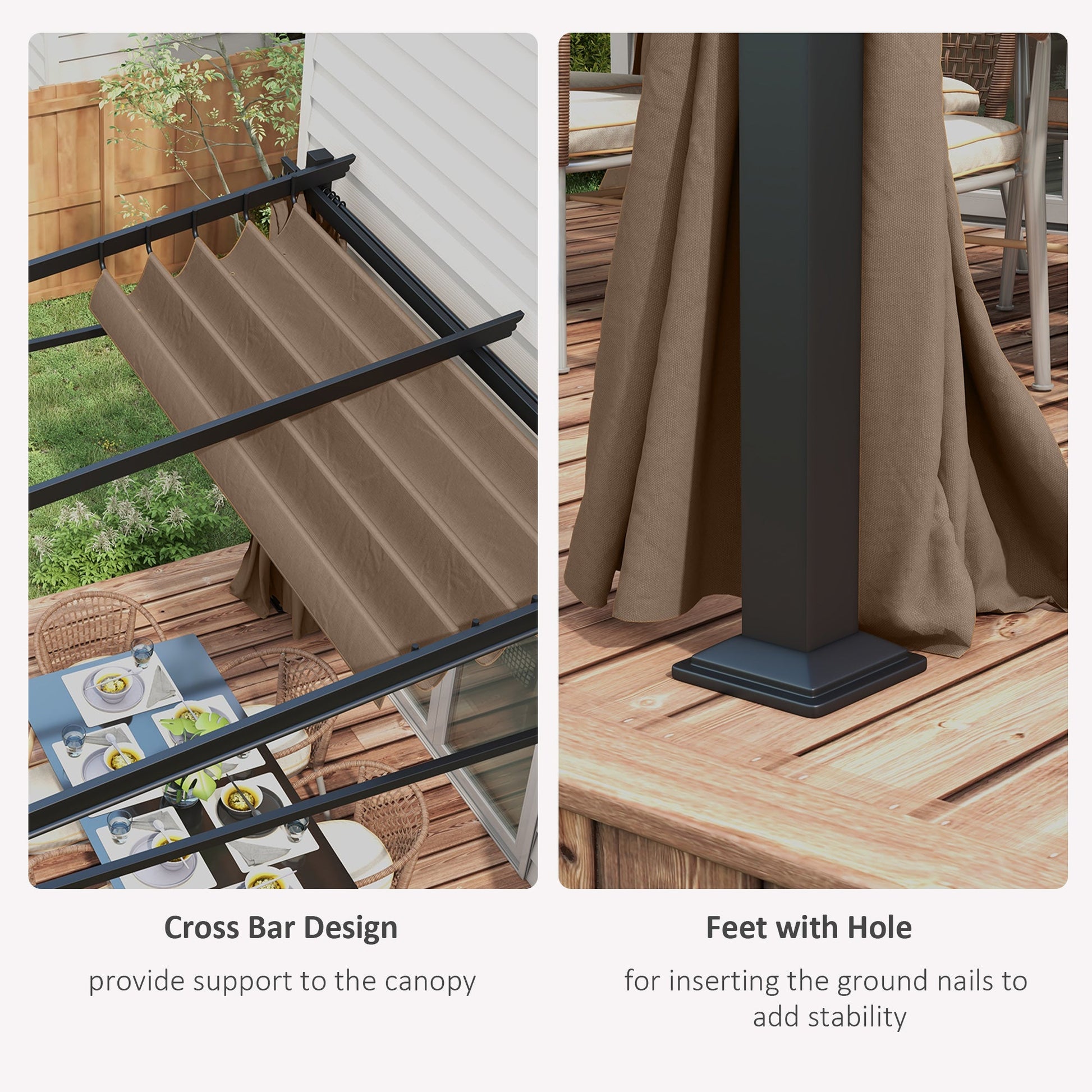 10' x 10' Metal Pergola with Sliding Roof Canopy, Retractable Pergola Canopy for Outdoor, Patio, Coffee