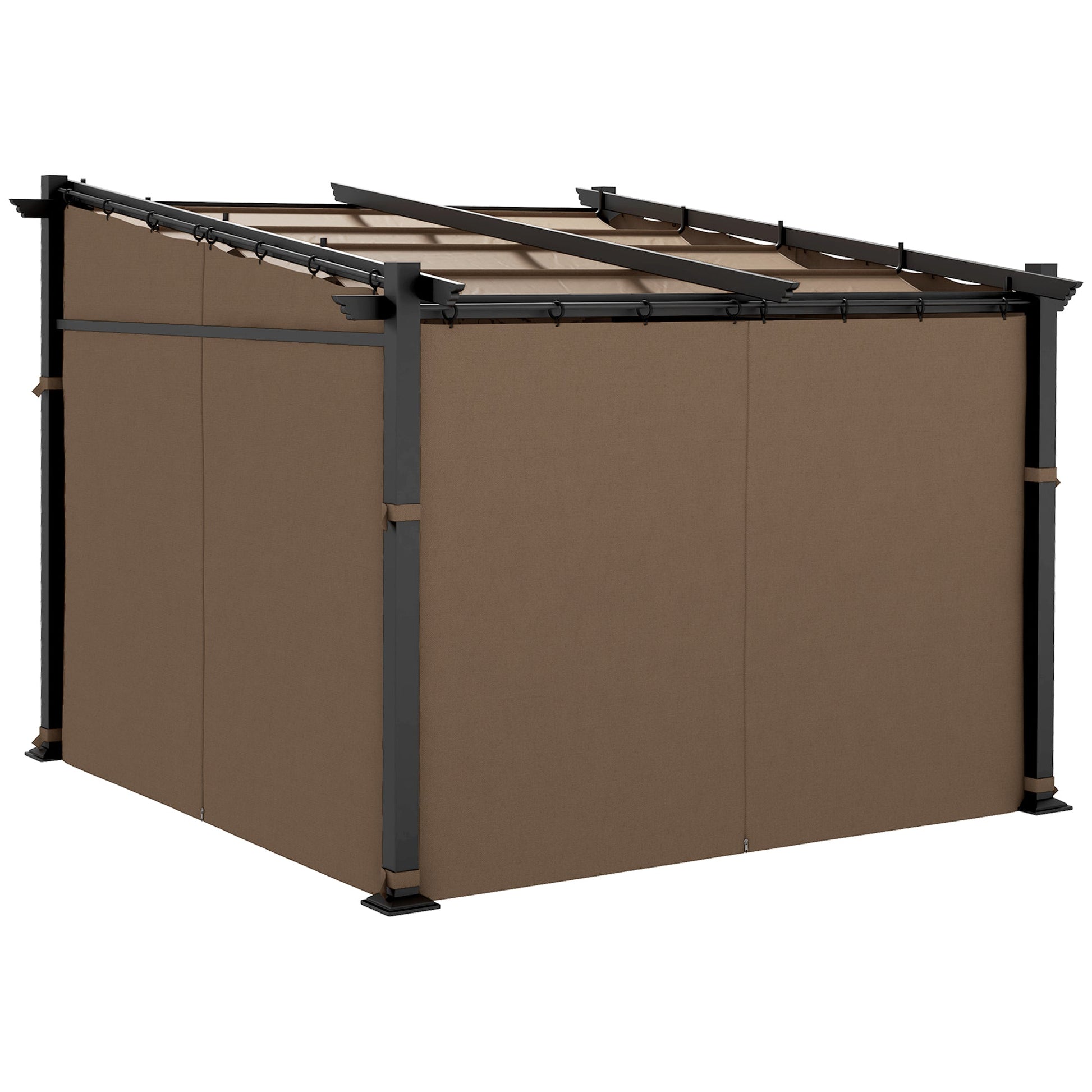 10' x 10' Metal Pergola with Sliding Roof Canopy, Retractable Pergola Canopy for Outdoor, Patio, Coffee