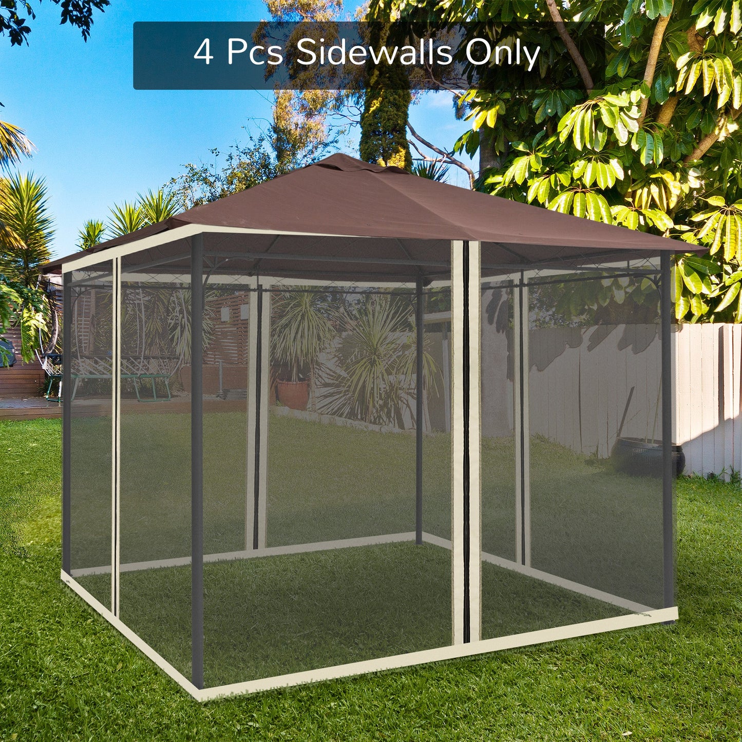 Replacement Mosquito Netting for Gazebo 10' x 10' Black Screen Walls for Canopy with Zippers for Parties and Outdoor Activities, Cream White