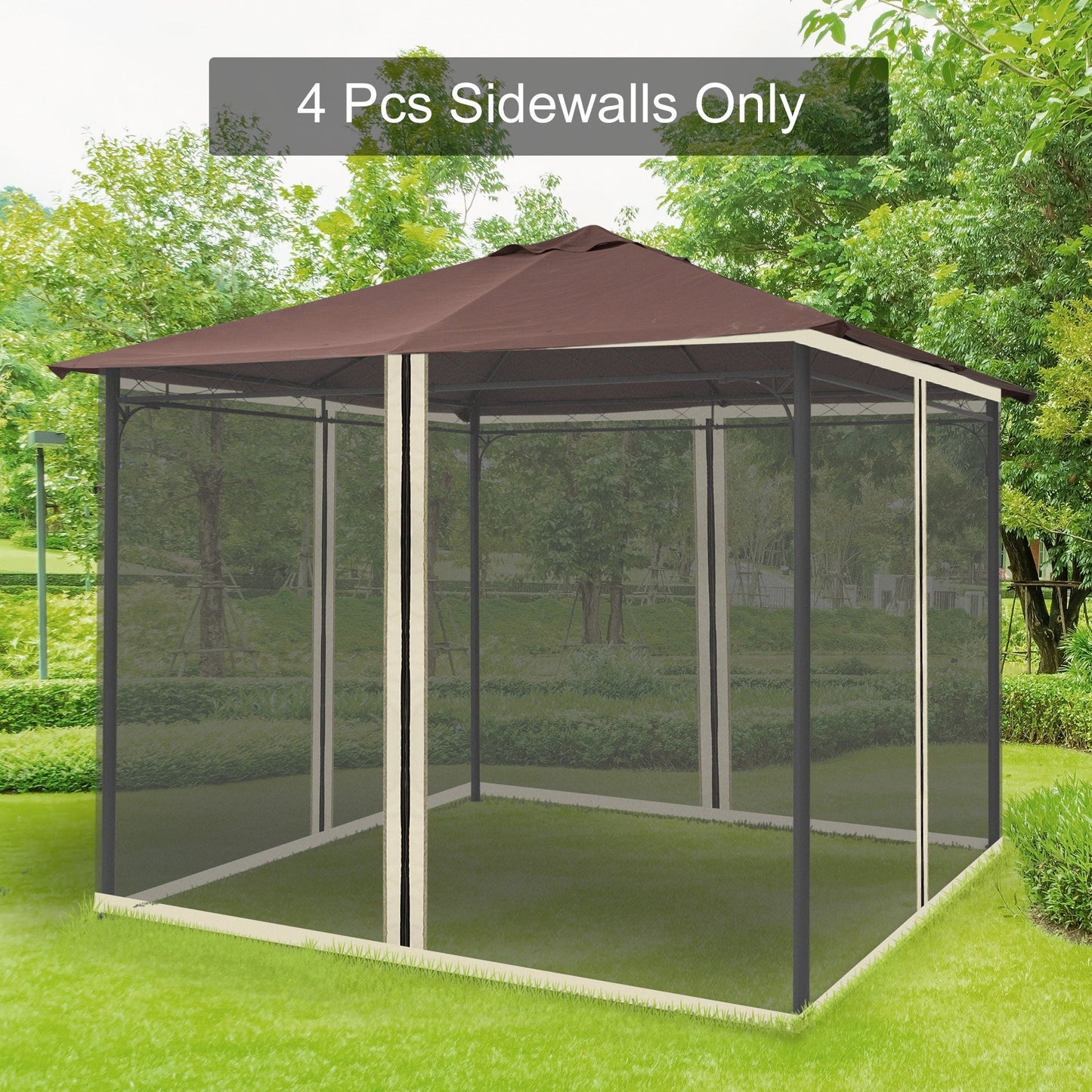 Replacement Mosquito Netting for Gazebo 10' x 10' Black Screen Walls for Canopy with Zippers for Parties and Outdoor Activities, Cream White