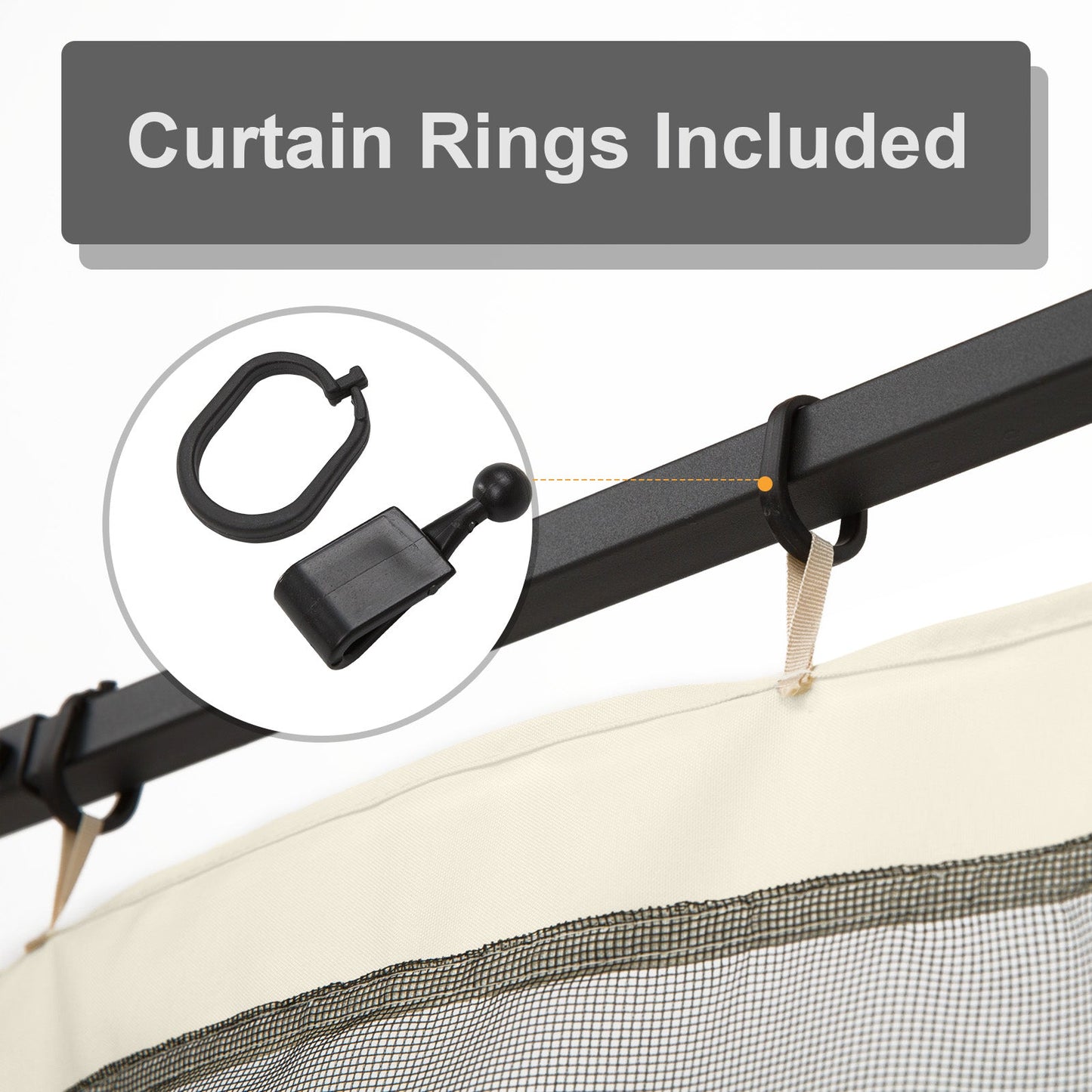 Replacement Mosquito Netting for Gazebo 10' x 10' Black Screen Walls for Canopy with Zippers for Parties and Outdoor Activities, Cream White