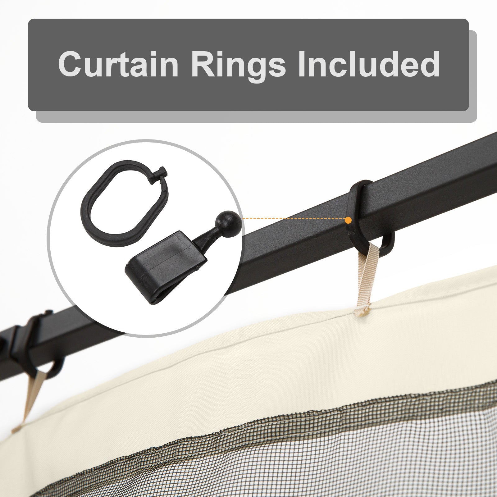 Replacement Mosquito Netting for Gazebo 10' x 10' Black Screen Walls for Canopy with Zippers for Parties and Outdoor Activities, Cream White