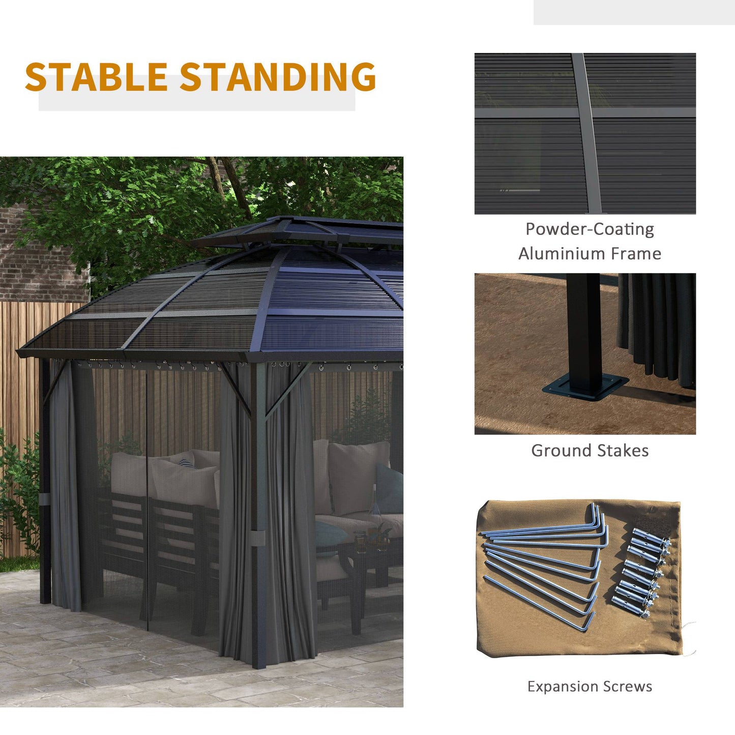 13' x 10' Patio Gazebo, Double Roof Outdoor Gazebo Canopy Shelter with Curtains, Nettings and Aluminium Frame for Garden, Lawn, Backyard and Deck, Black