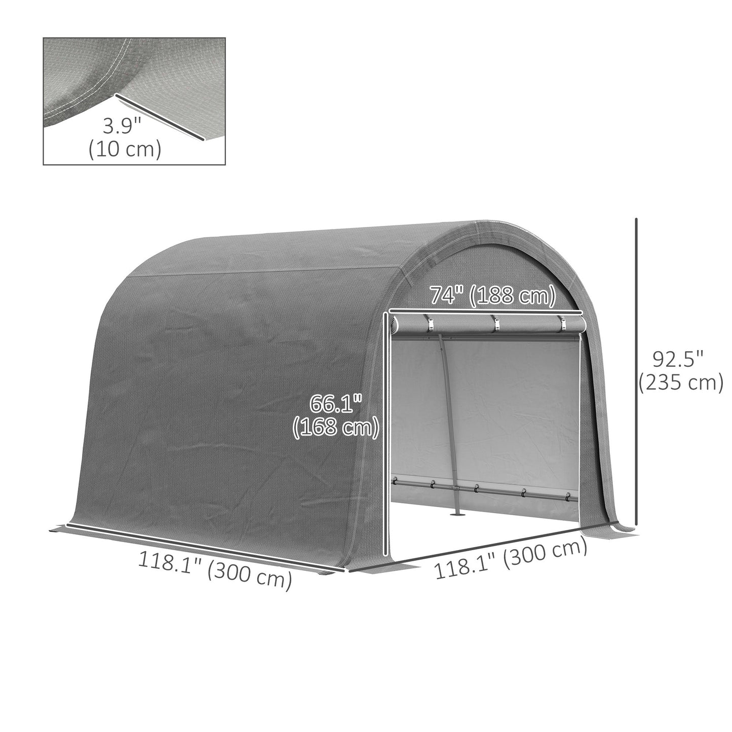 10' x 10' Garden Storage Tent, Heavy Duty Outdoor Shed, Waterproof Portable Shed Storage Shelter with Galvanized Steel Frame for Bike, Motorcycle, Garden Tools, Light Grey