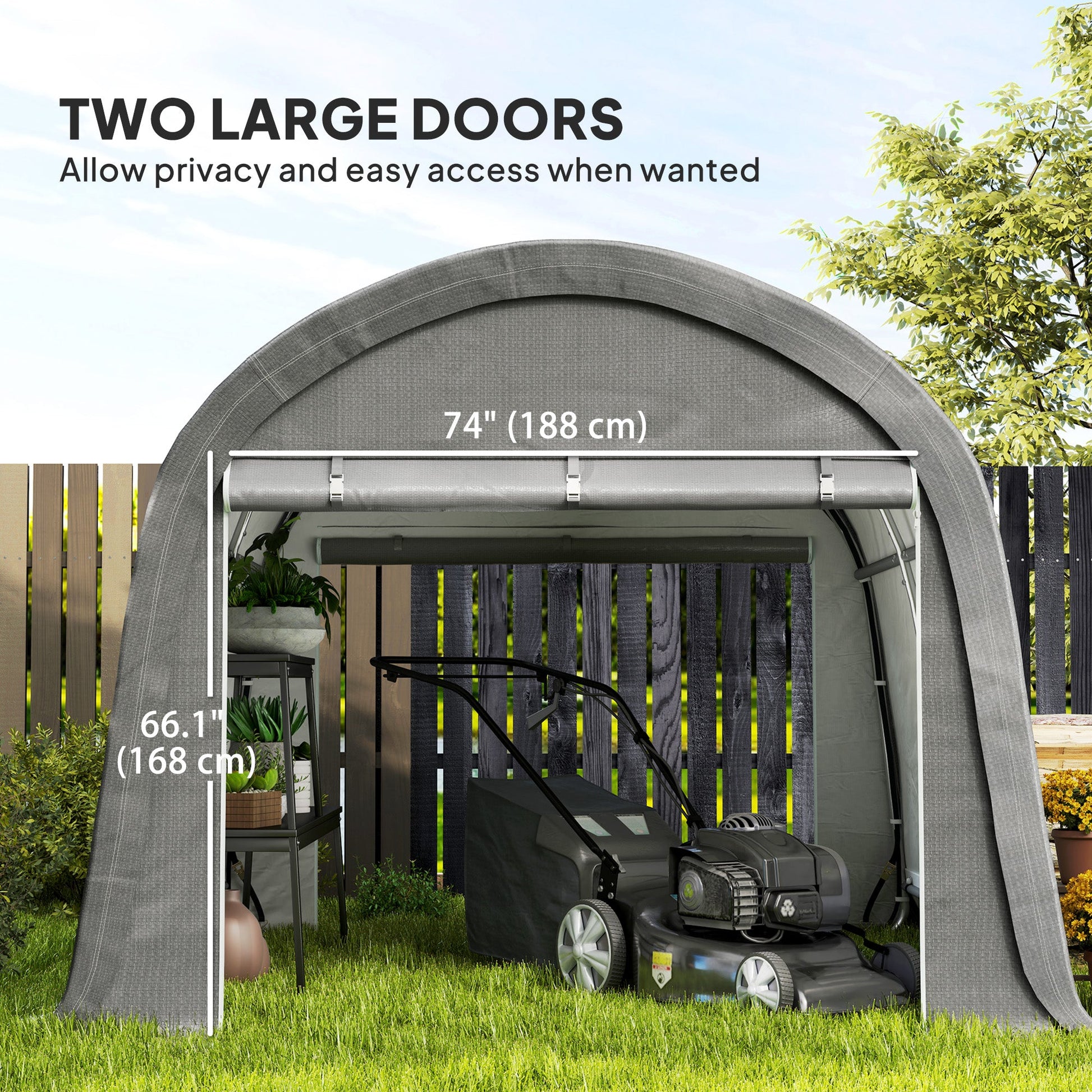 10' x 10' Garden Storage Tent, Heavy Duty Outdoor Shed, Waterproof Portable Shed Storage Shelter with Galvanized Steel Frame for Bike, Motorcycle, Garden Tools, Light Grey