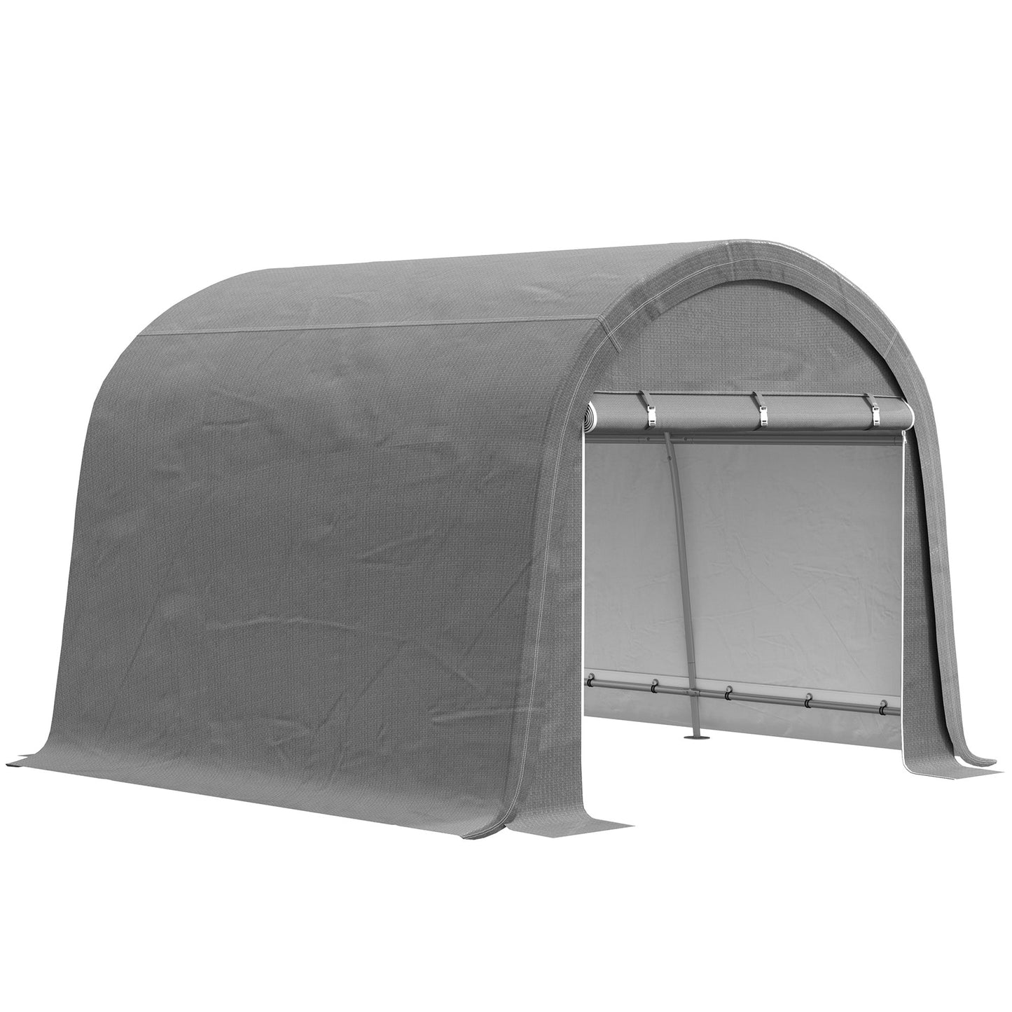 10' x 10' Garden Storage Tent, Heavy Duty Outdoor Shed, Waterproof Portable Shed Storage Shelter with Galvanized Steel Frame for Bike, Motorcycle, Garden Tools, Light Grey