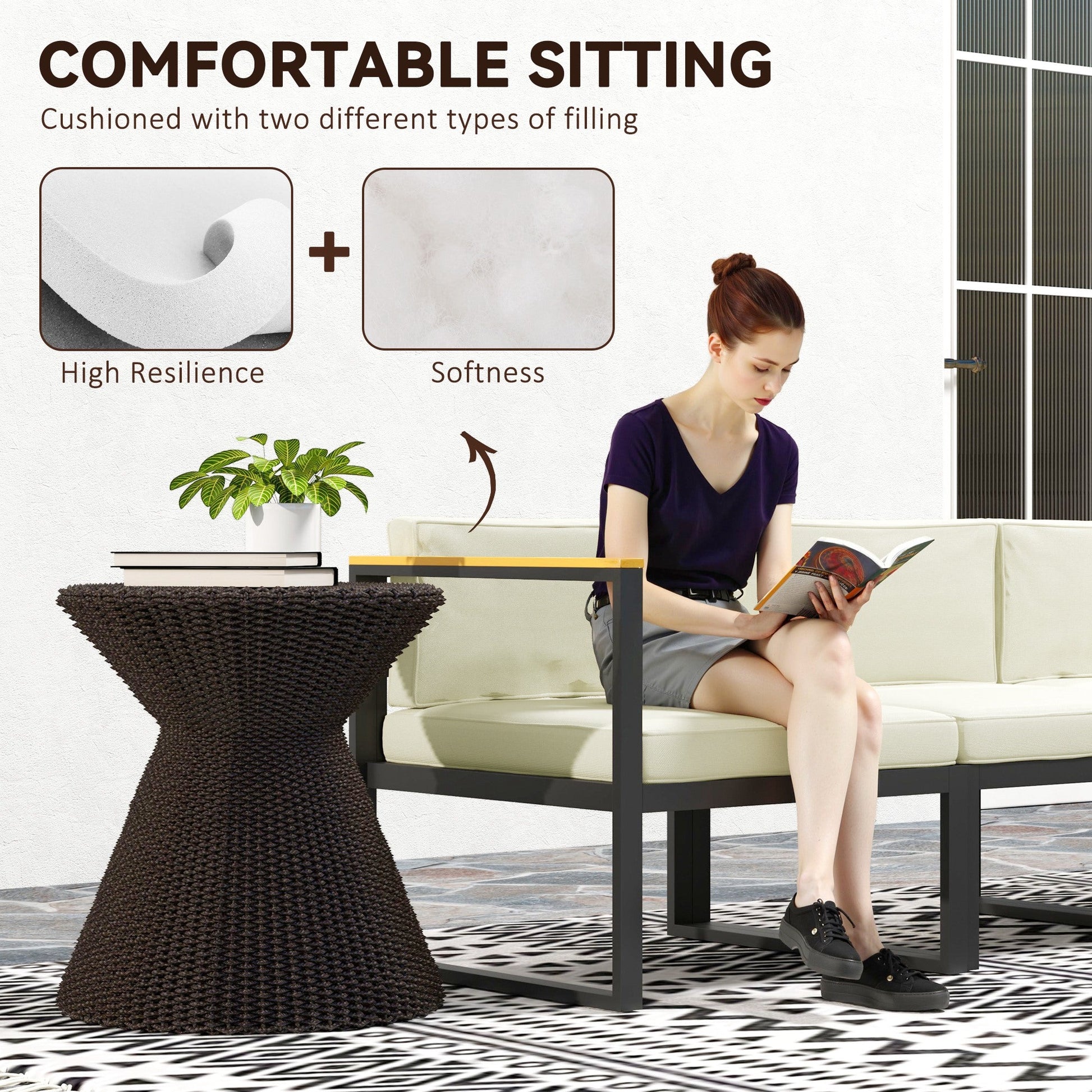 Patio Chair Cushions for Rattan Furniture, 14 Piece Outdoor Seat Cushions Pad for Patio Conversation Set, 7 Seat Cushions and 7 Back Cushions, Cream White