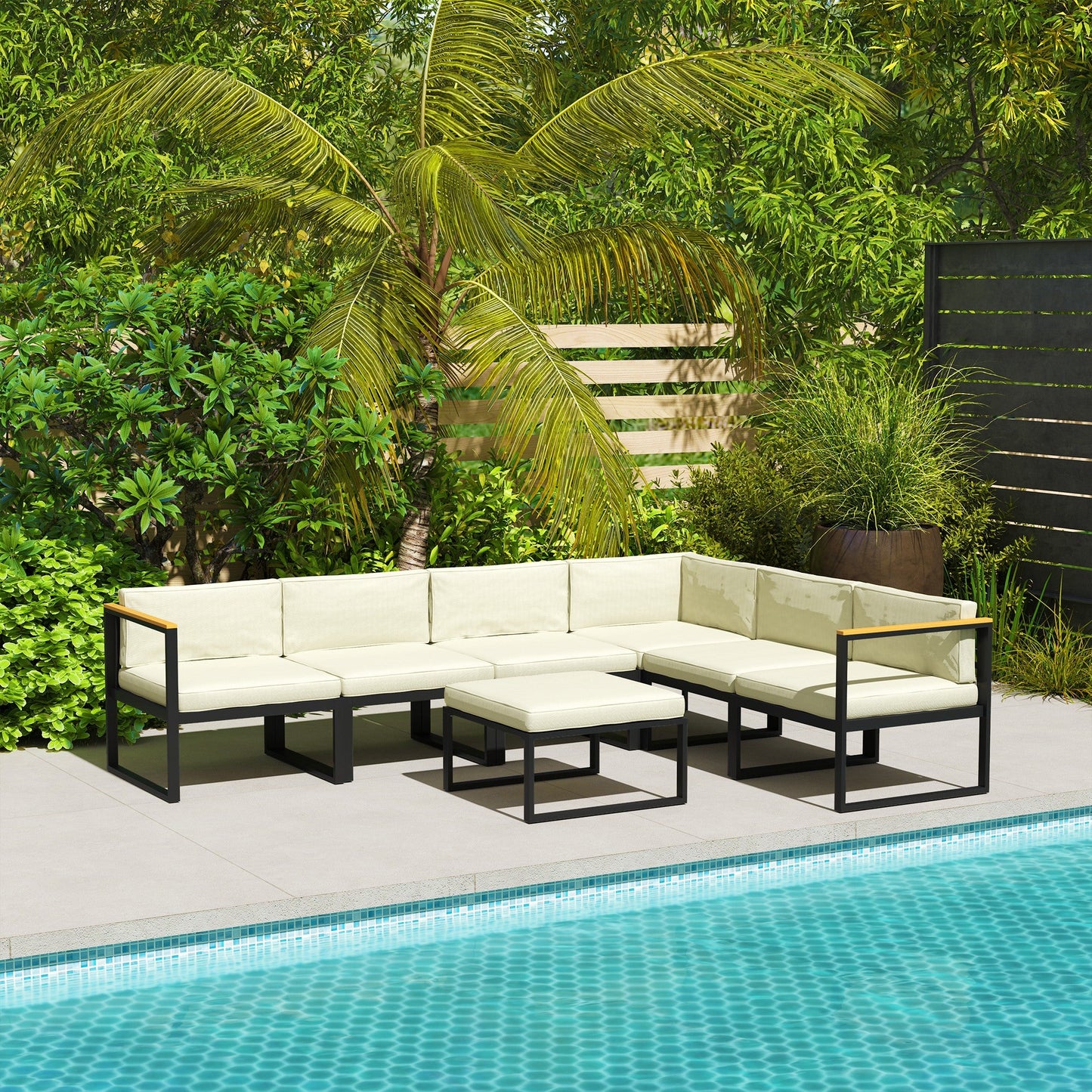 Patio Chair Cushions for Rattan Furniture, 14 Piece Outdoor Seat Cushions Pad for Patio Conversation Set, 7 Seat Cushions and 7 Back Cushions, Cream White