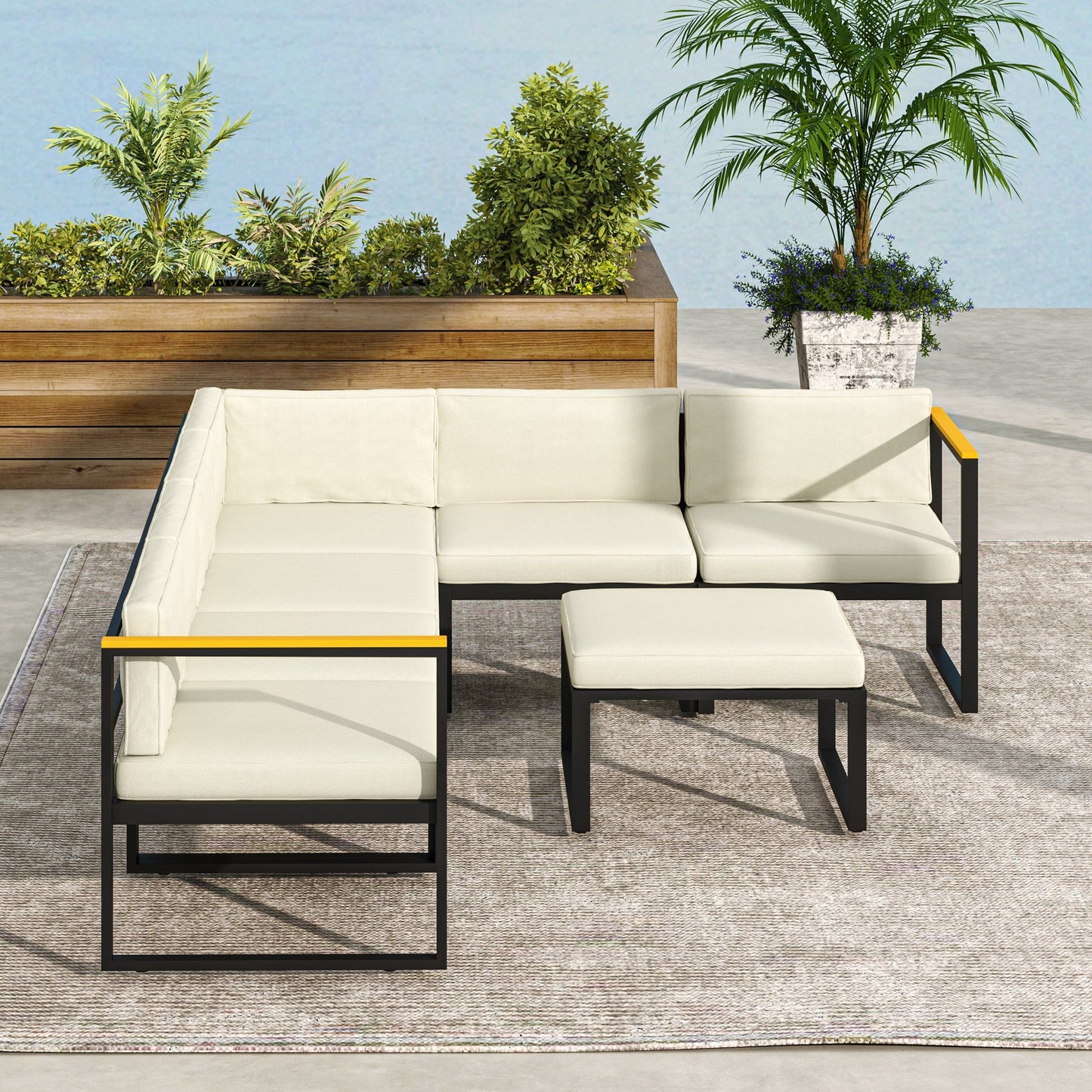 Patio Chair Cushions for Rattan Furniture, 14 Piece Outdoor Seat Cushions Pad for Patio Conversation Set, 7 Seat Cushions and 7 Back Cushions, Cream White