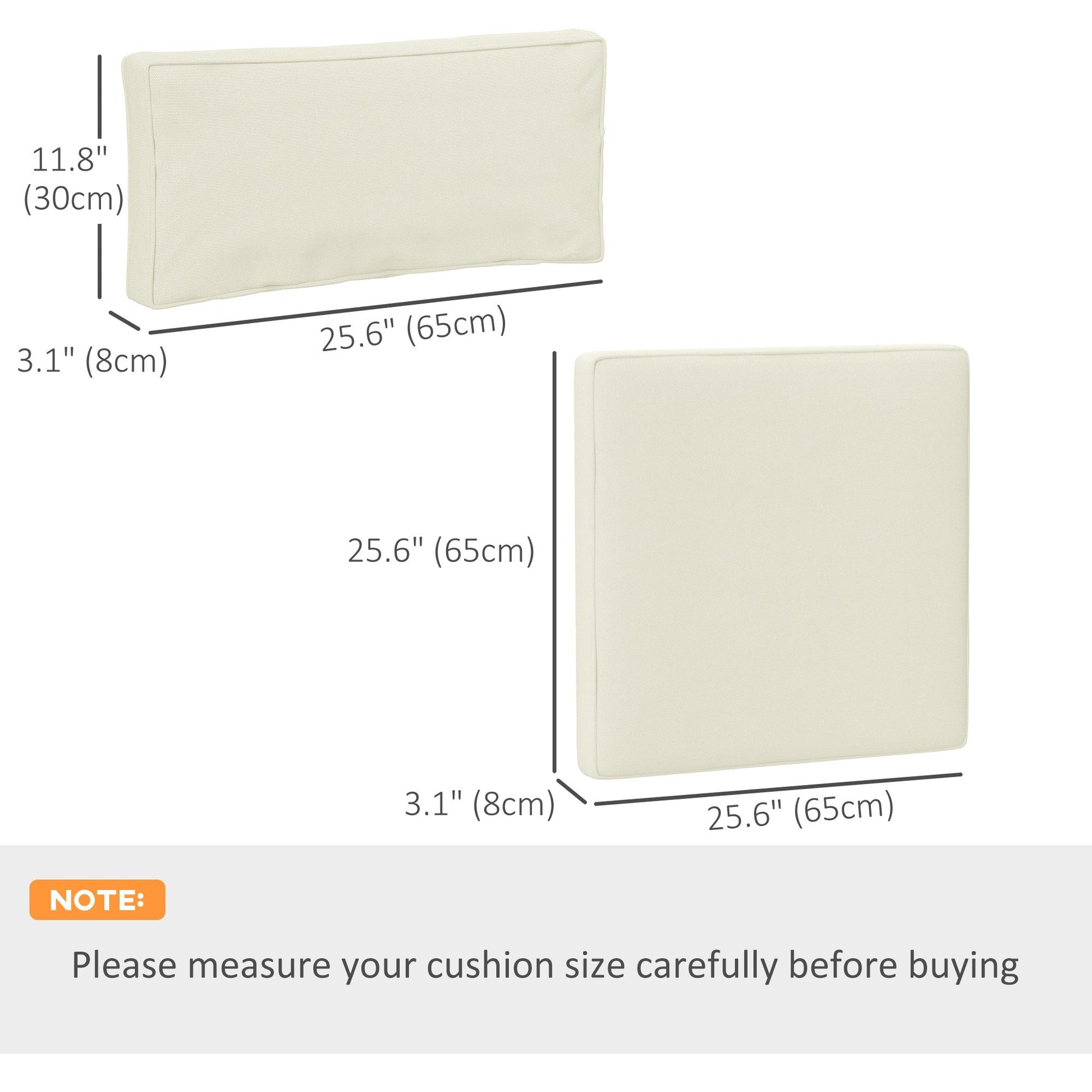 Patio Chair Cushions for Rattan Furniture, 14 Piece Outdoor Seat Cushions Pad for Patio Conversation Set, 7 Seat Cushions and 7 Back Cushions, Cream White
