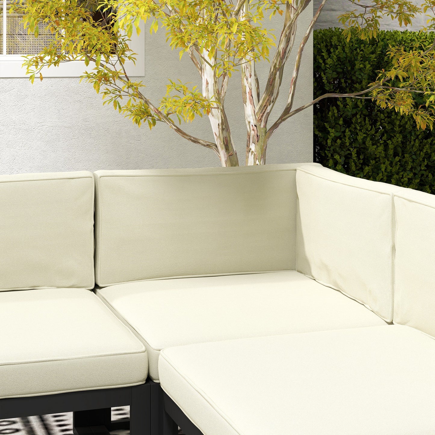 Patio Chair Cushions for Rattan Furniture, 14 Piece Outdoor Seat Cushions Pad for Patio Conversation Set, 7 Seat Cushions and 7 Back Cushions, Cream White