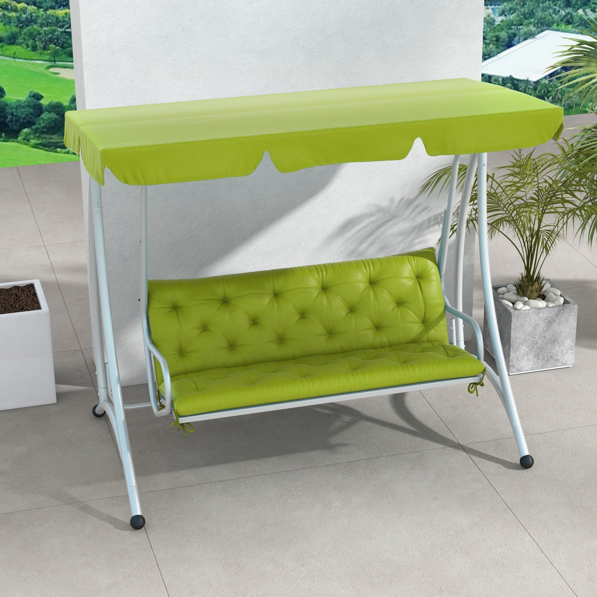 Porch Swing Cushion Garden Bench Cushion with Backrest, Non-Slip 3-Seater Thick Pad, Swing Chair Mat Replacement for Indoor and Outdoor, 59.1" x 38.6", Light Green