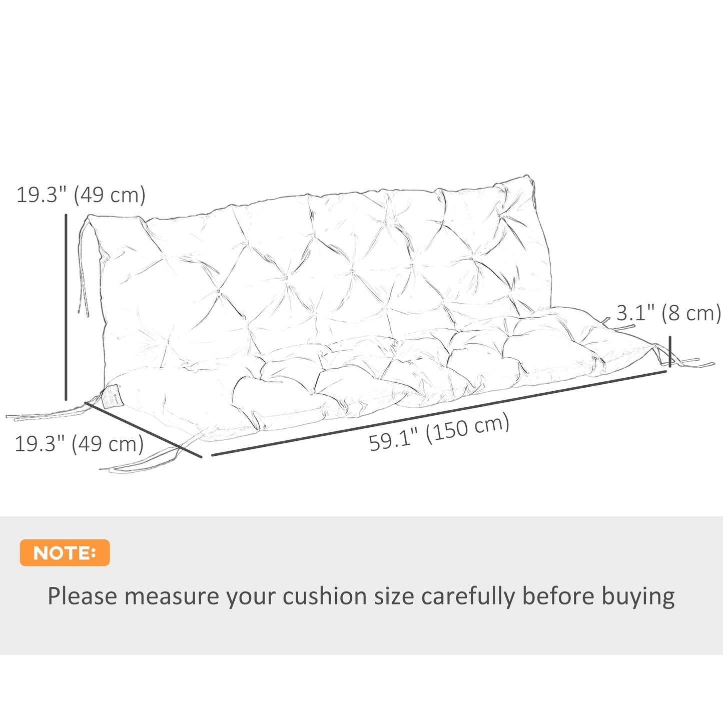 Porch Swing Cushion Garden Bench Cushion with Backrest, Non-Slip 3-Seater Thick Pad, Swing Chair Mat Replacement for Indoor and Outdoor, 59.1" x 38.6", Light Green