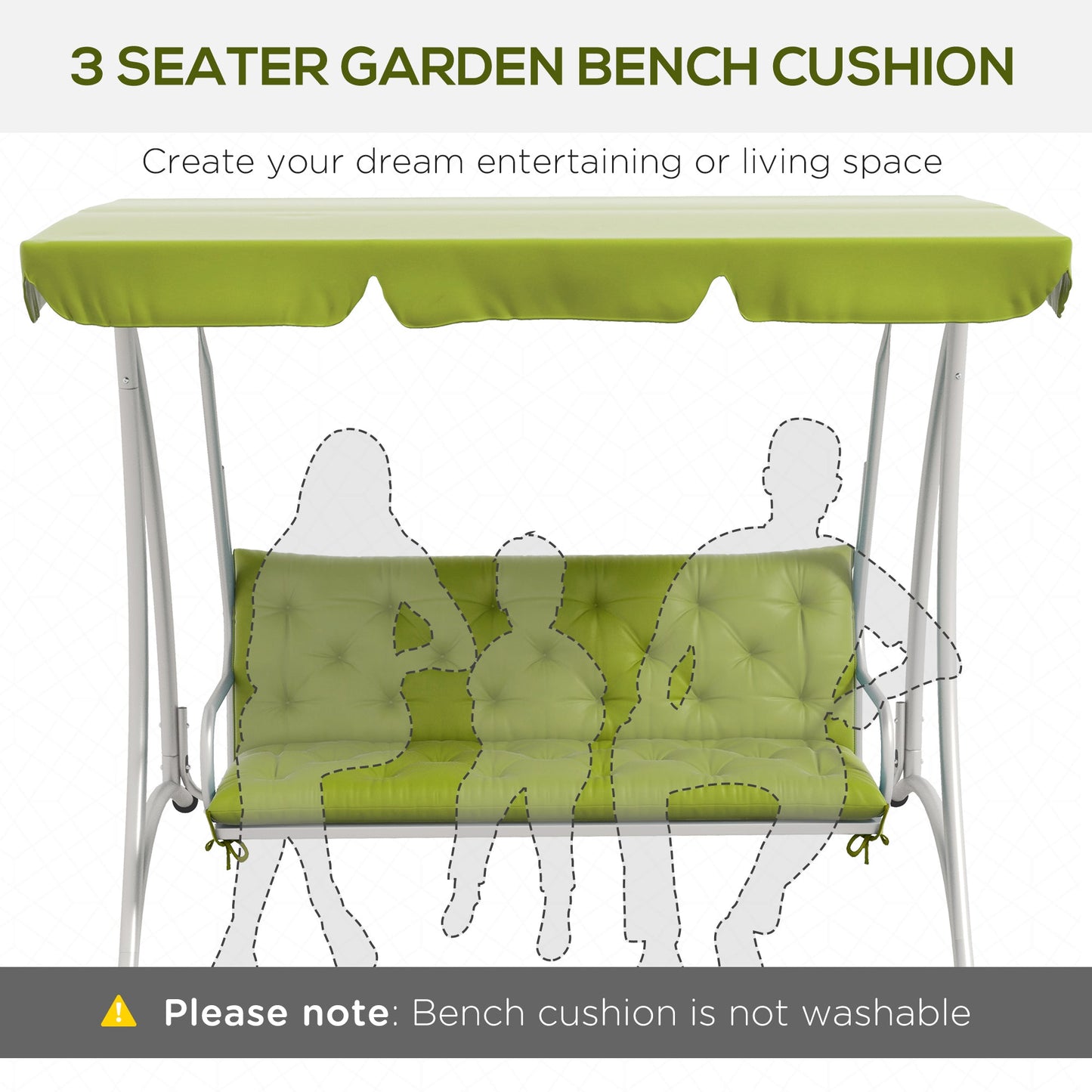 Porch Swing Cushion Garden Bench Cushion with Backrest, Non-Slip 3-Seater Thick Pad, Swing Chair Mat Replacement for Indoor and Outdoor, 59.1" x 38.6", Light Green