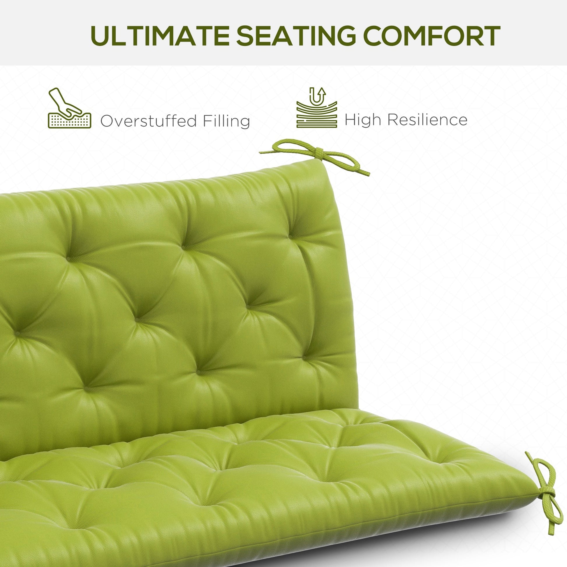 Porch Swing Cushion Garden Bench Cushion with Backrest, Non-Slip 3-Seater Thick Pad, Swing Chair Mat Replacement for Indoor and Outdoor, 59.1" x 38.6", Light Green