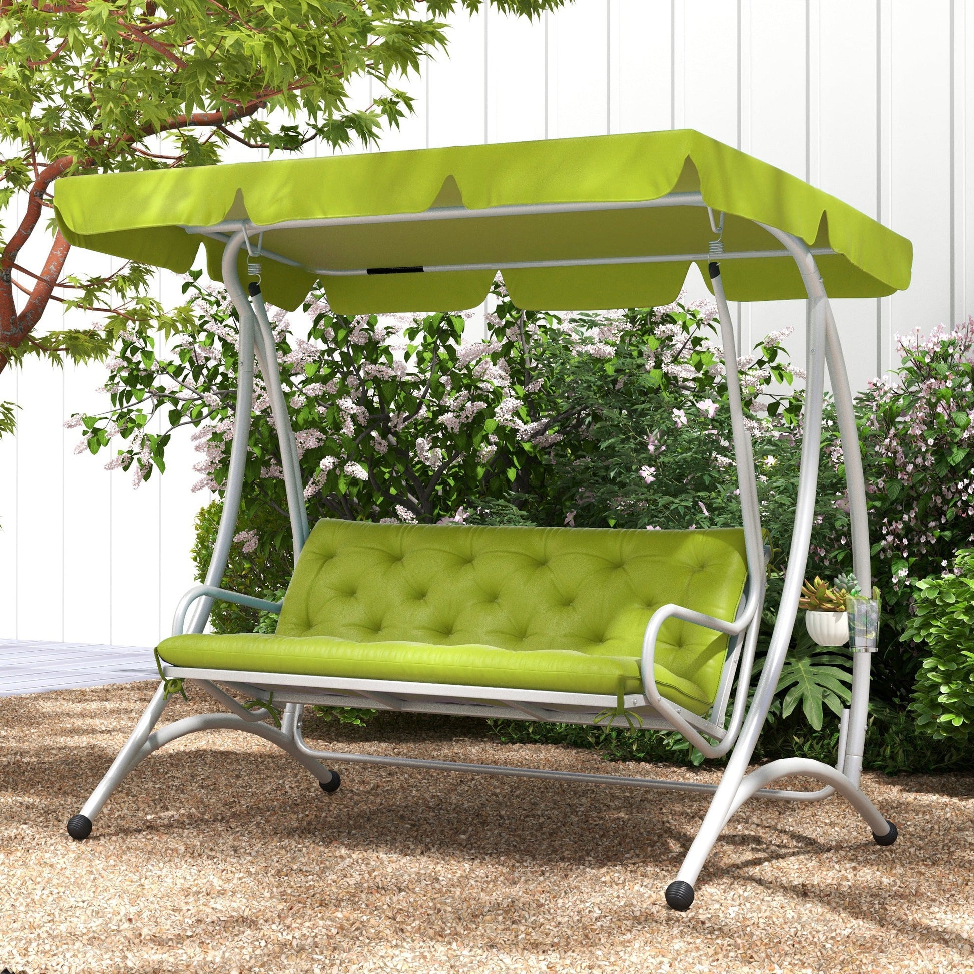Porch Swing Cushion Garden Bench Cushion with Backrest, Non-Slip 3-Seater Thick Pad, Swing Chair Mat Replacement for Indoor and Outdoor, 59.1" x 38.6", Light Green