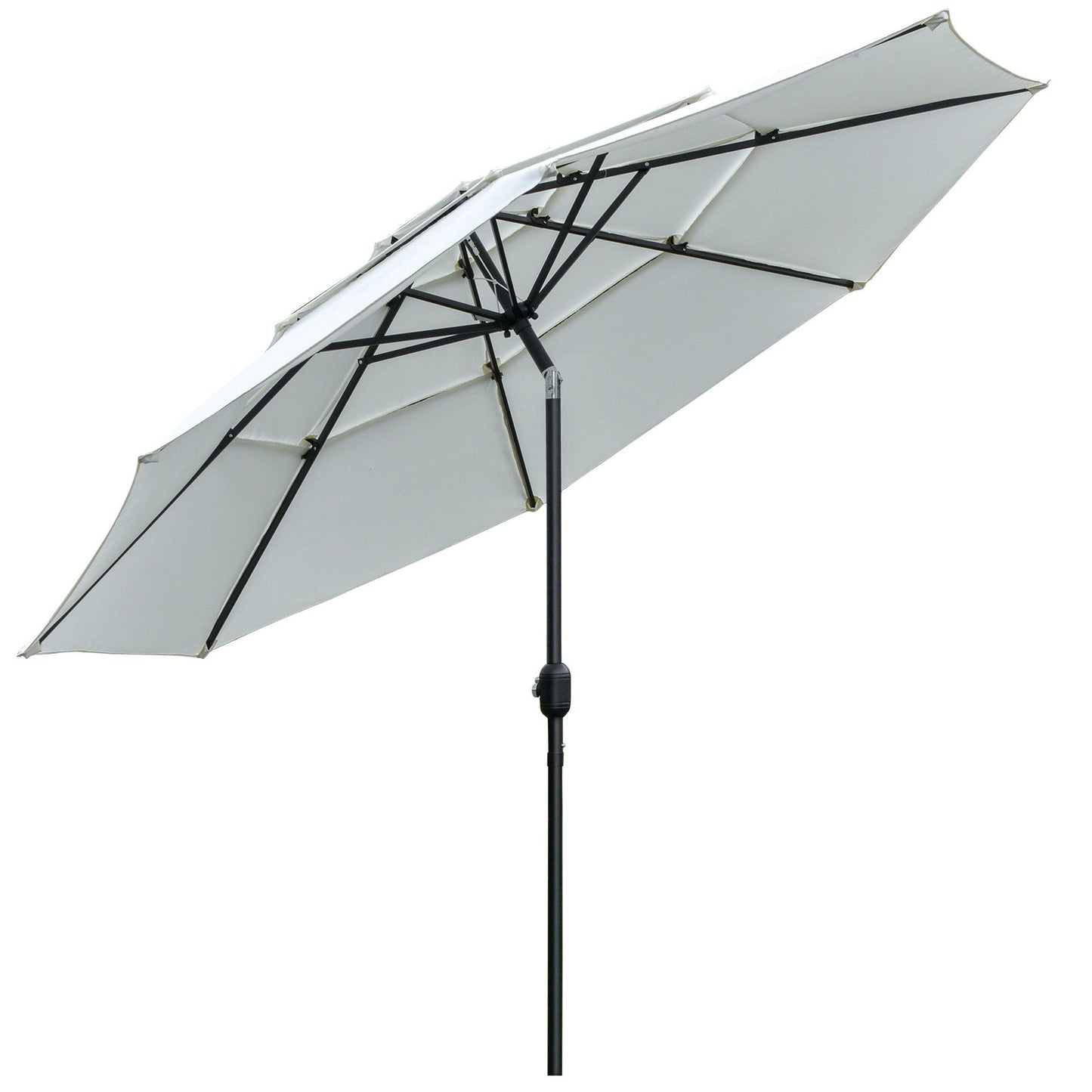9FT 3 Tiers Patio Umbrella Outdoor Market Umbrella with Crank, Push Button Tilt for Deck, Backyard and Lawn, Cream White