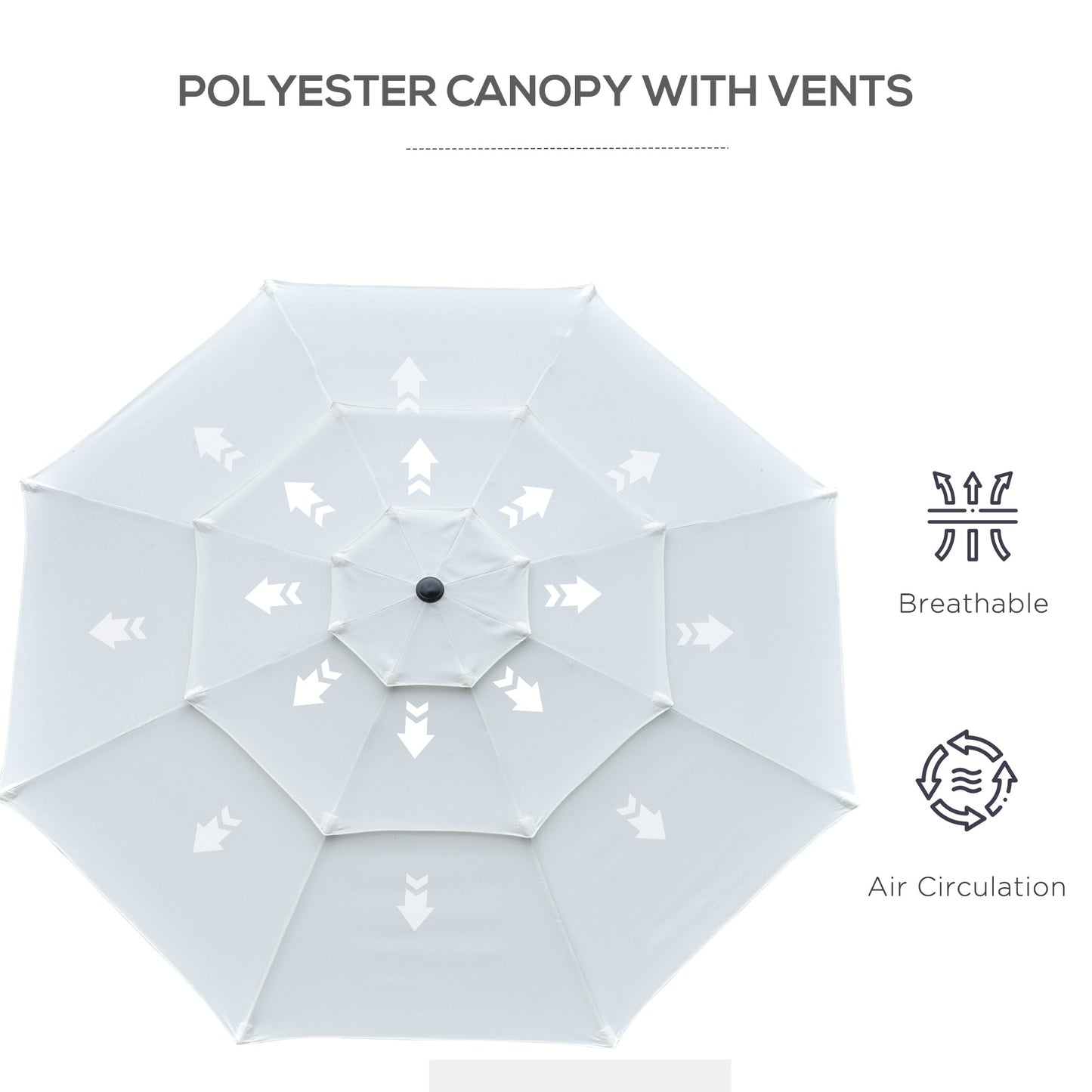 9FT 3 Tiers Patio Umbrella Outdoor Market Umbrella with Crank, Push Button Tilt for Deck, Backyard and Lawn, Cream White