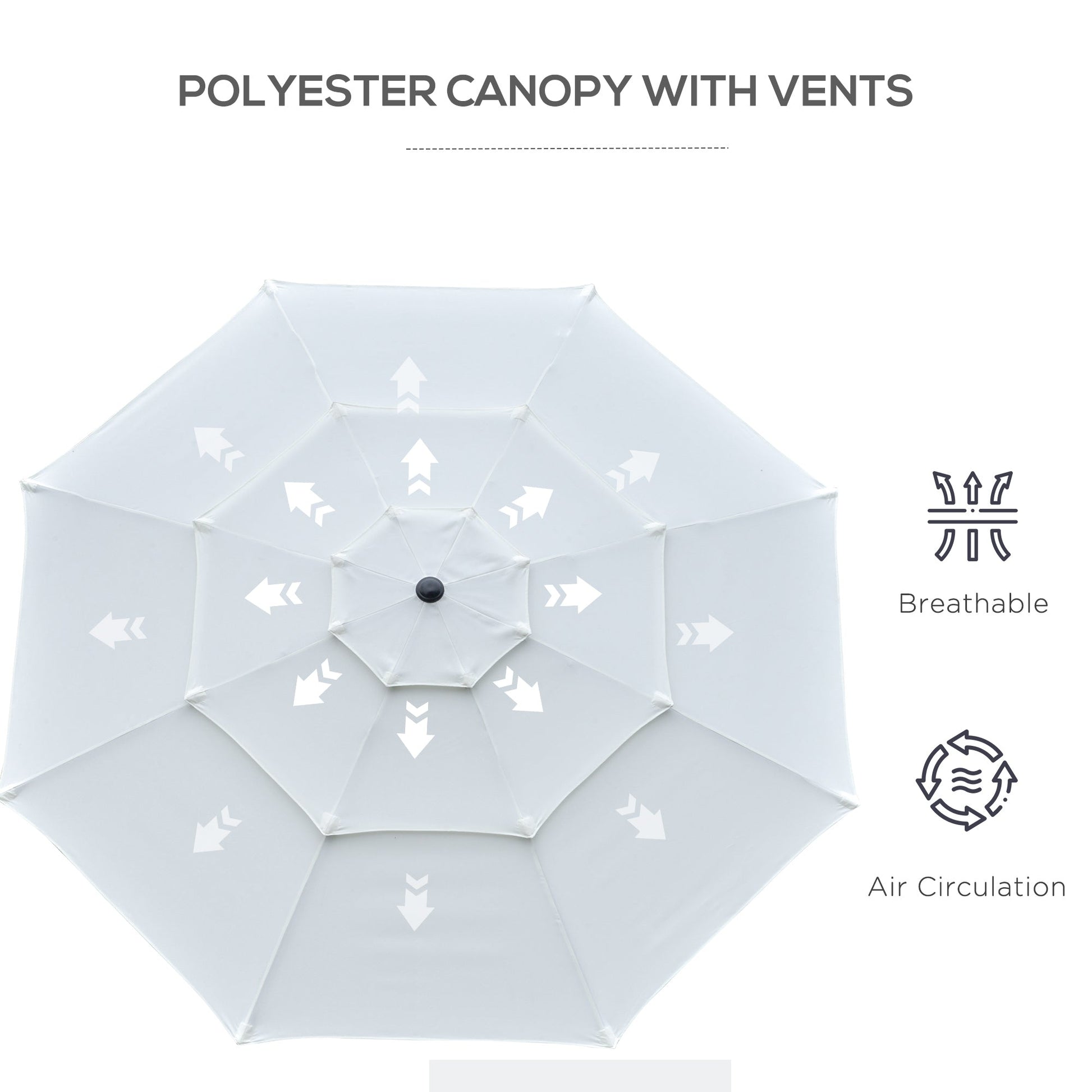 9FT 3 Tiers Patio Umbrella Outdoor Market Umbrella with Crank, Push Button Tilt for Deck, Backyard and Lawn, Cream White