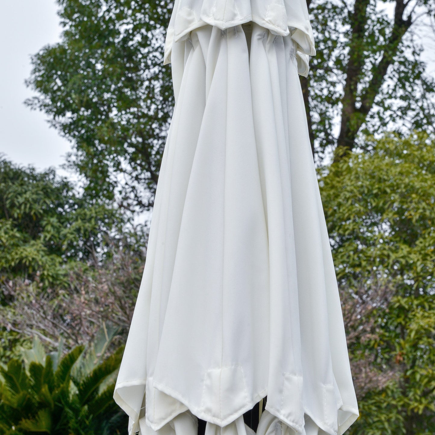 9FT 3 Tiers Patio Umbrella Outdoor Market Umbrella with Crank, Push Button Tilt for Deck, Backyard and Lawn, Cream White