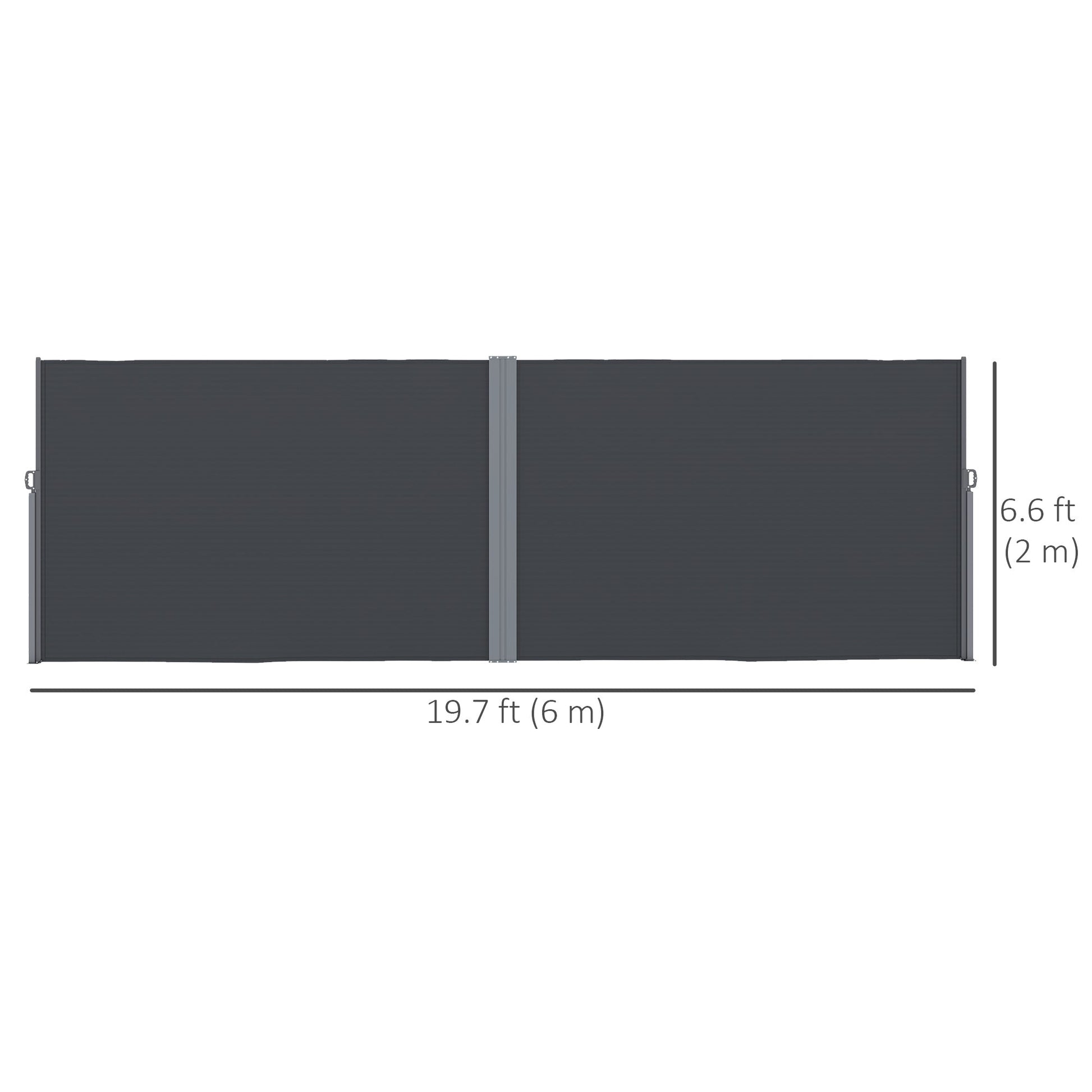 Patio Retractable Double Side Awning, 79"x236" Outdoor Privacy Screen, UV Resistant, Waterproof Room Divider Sun Shade Wind Screen for Garden, Balcony, Charcoal Grey