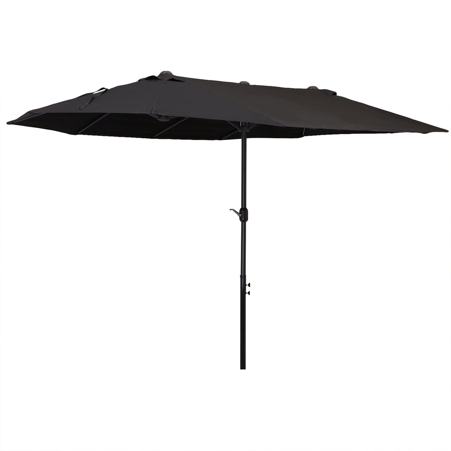 15ft Double-sided Patio Umbrella with Twin Canopy, Extra Large Outdoor Parasol with Crank for Pool, Deck, Market, Black