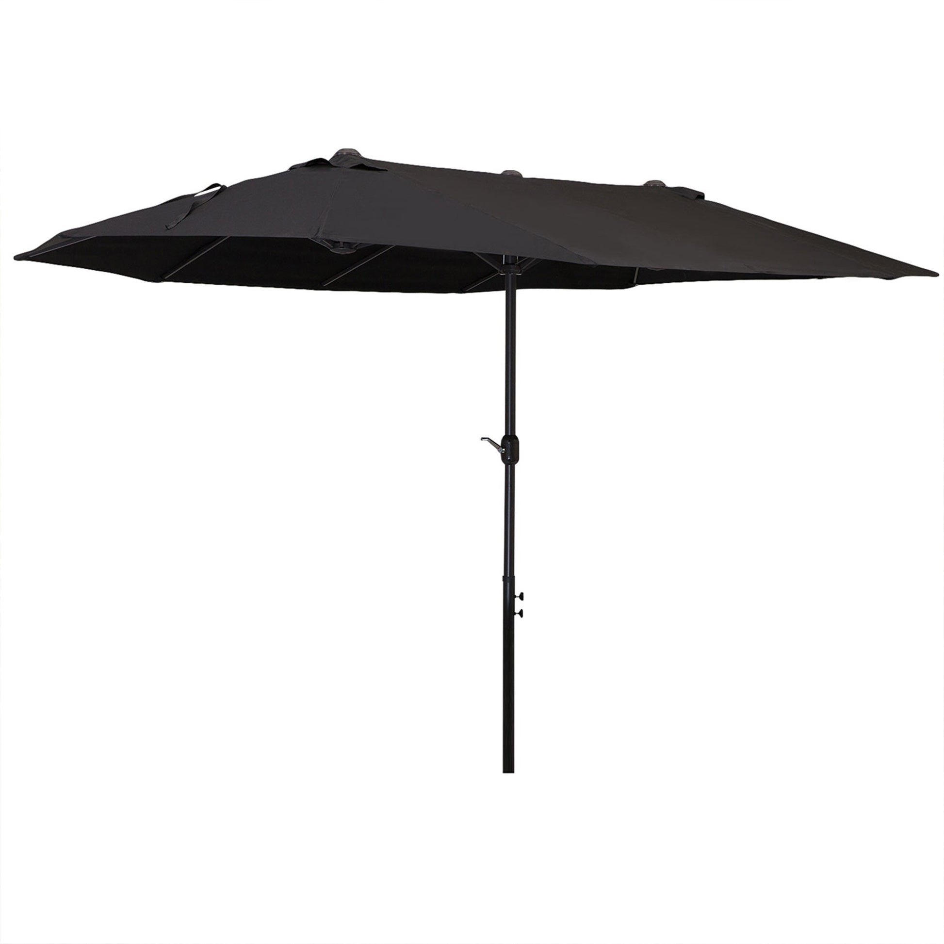 15ft Double-sided Patio Umbrella with Twin Canopy, Extra Large Outdoor Parasol with Crank for Pool, Deck, Market, Black