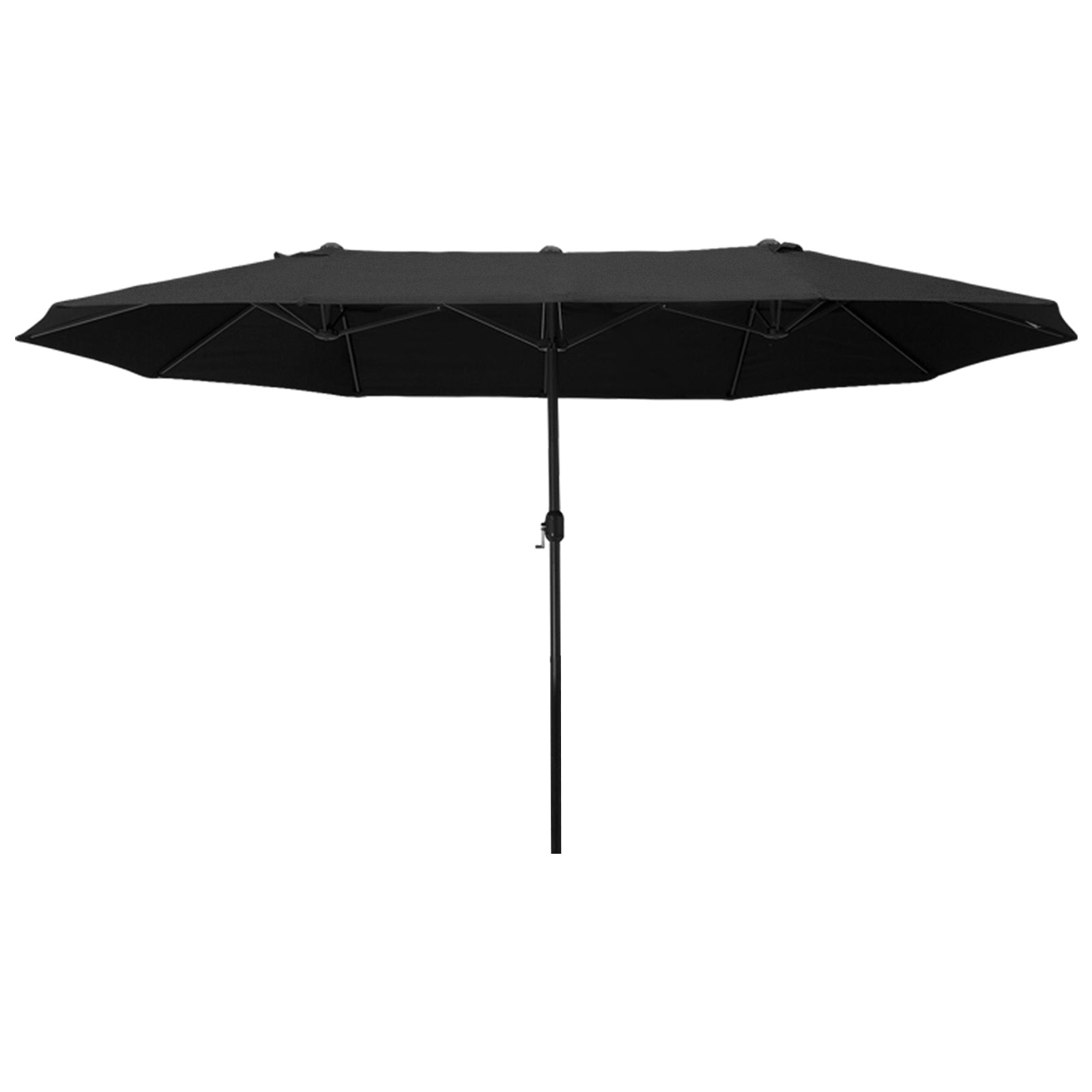 15ft Double-sided Patio Umbrella with Twin Canopy, Extra Large Outdoor Parasol with Crank for Pool, Deck, Market, Black