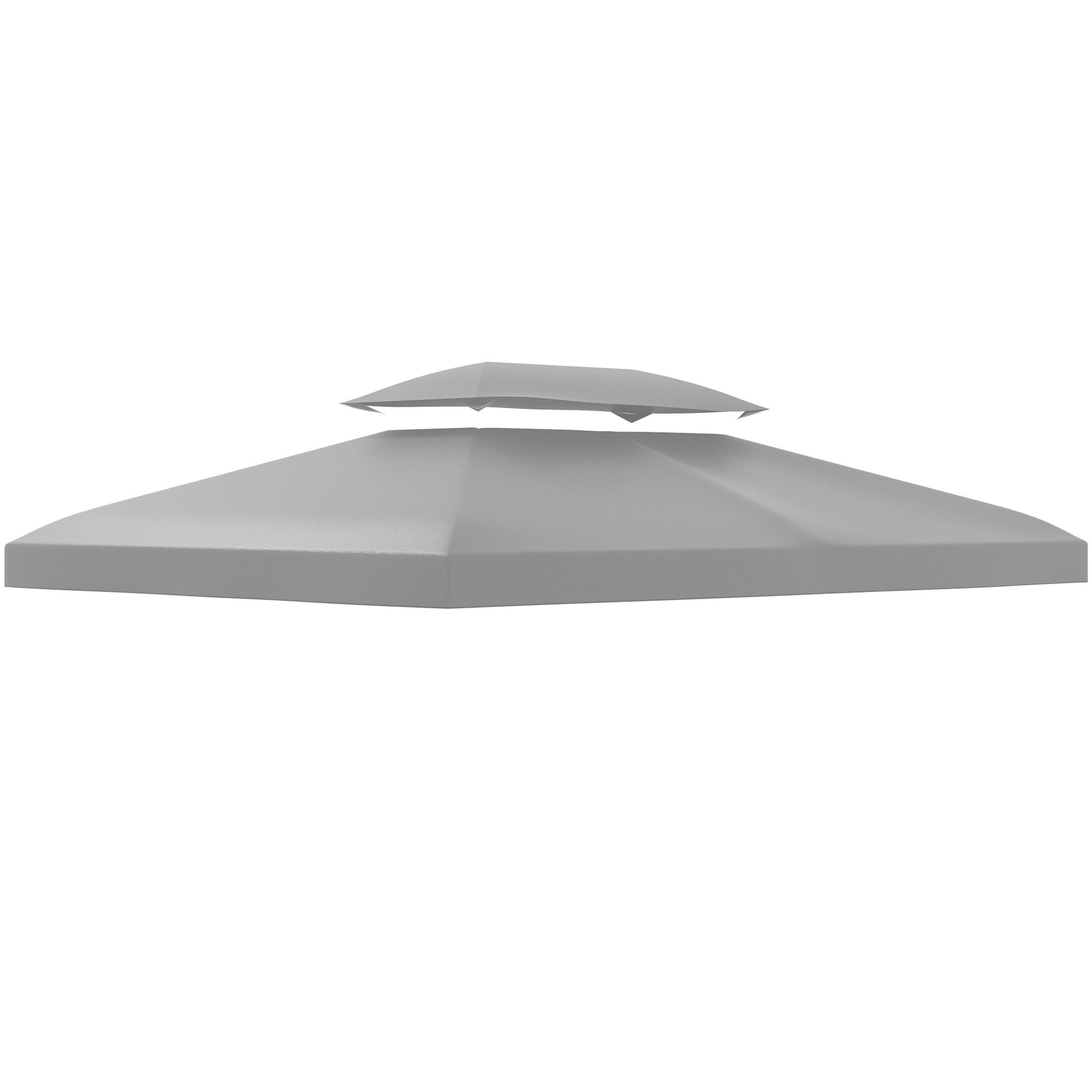 13.1' x 9.8' Gazebo Replacement Canopy 2 Tier Top UV Cover Pavilion Garden Patio Outdoor, Light Grey (TOP ONLY)