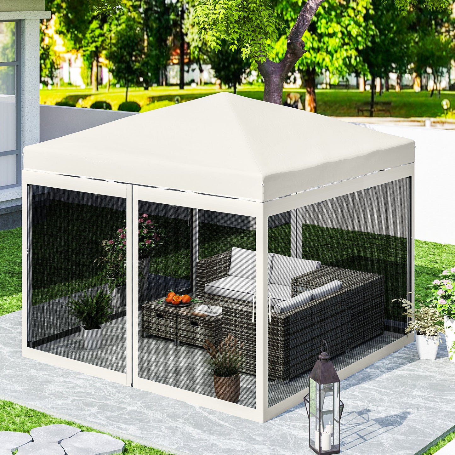 Gazebo Mosquito Netting, Replacement Mosquito Netting with Zippers for 10' x 10' Pop-Up Canopy Tent, 2 Panel Mesh Netting Screen Walls (Mosquito Net Only)