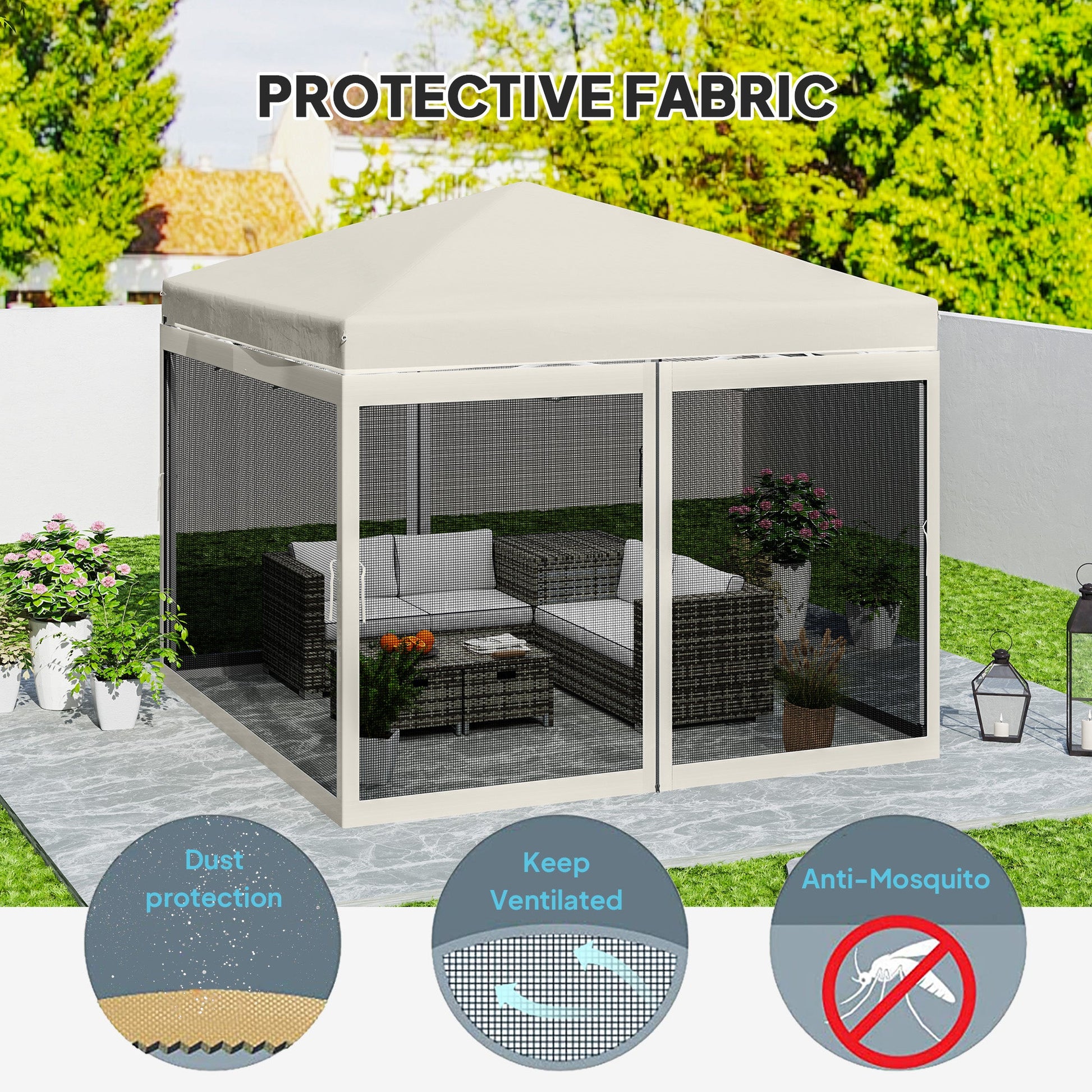 Gazebo Mosquito Netting, Replacement Mosquito Netting with Zippers for 10' x 10' Pop-Up Canopy Tent, 2 Panel Mesh Netting Screen Walls (Mosquito Net Only)