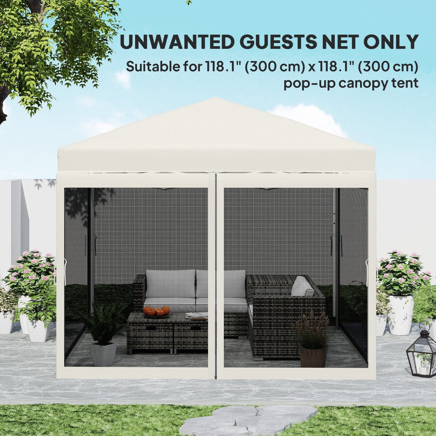 Gazebo Mosquito Netting, Replacement Mosquito Netting with Zippers for 10' x 10' Pop-Up Canopy Tent, 2 Panel Mesh Netting Screen Walls (Mosquito Net Only)