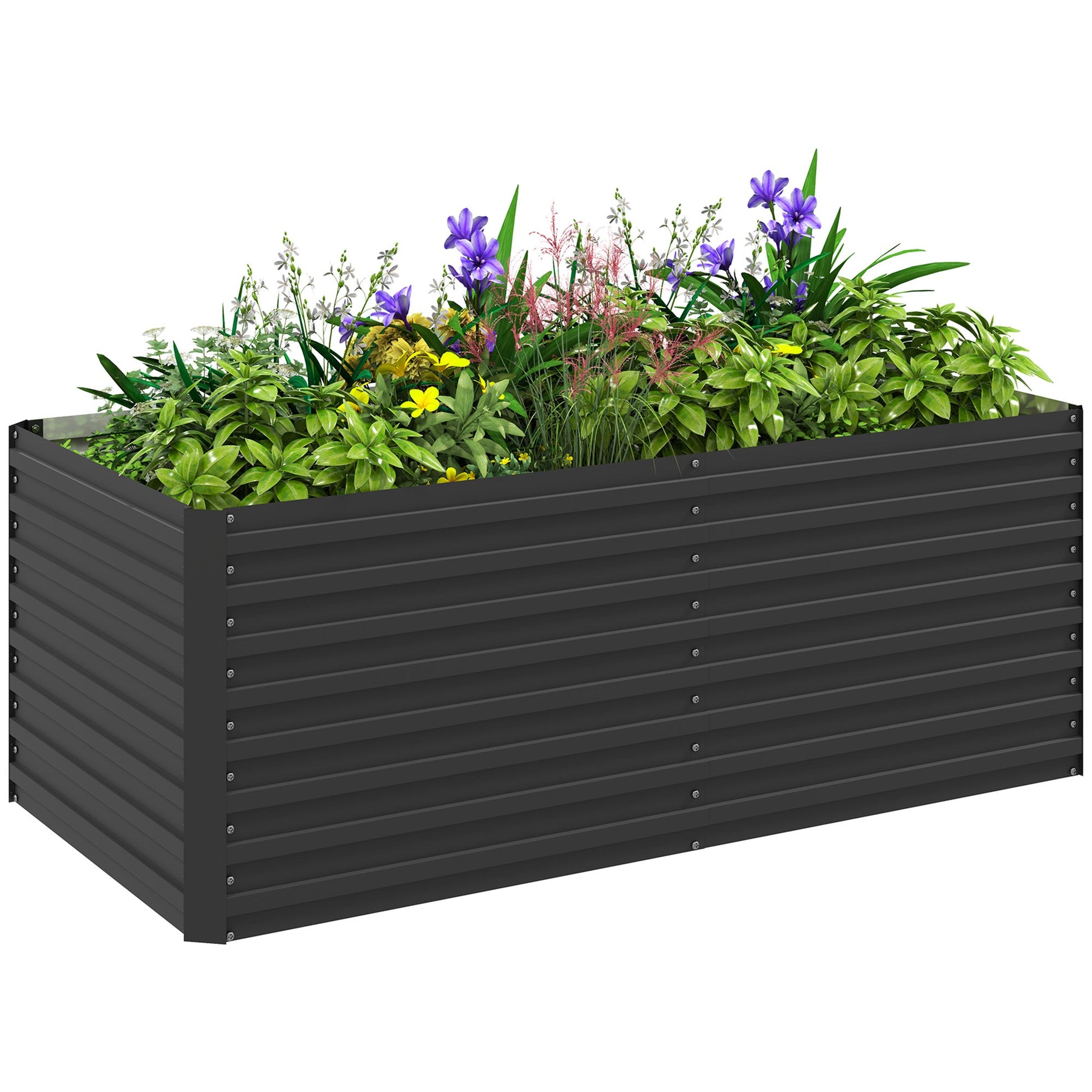 Galvanized Raised Garden Bed, 5' x 3' x 2' Large Outdoor Metal Planter Box, Standing Raised Bed for Growing Flowers, Herbs and Vegetables, Dark Grey