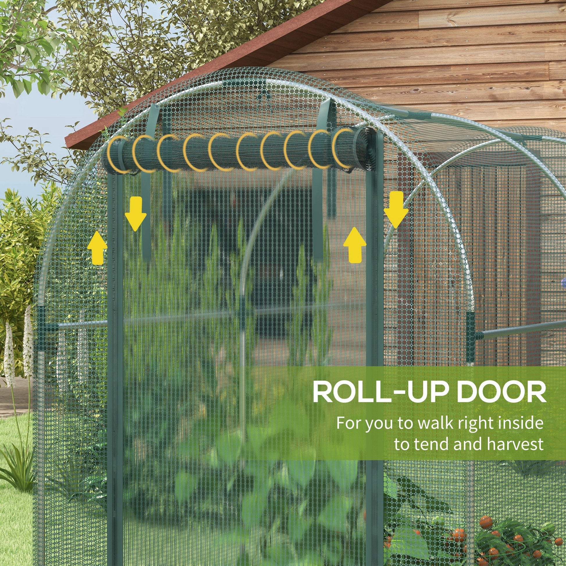 4' x 8' Crop Cage, Plant Protection Tent with Zippered Door and Galvanized Steel Frame, Fruit Cage Netting Cover for Garden, Yard, Lawn, Green