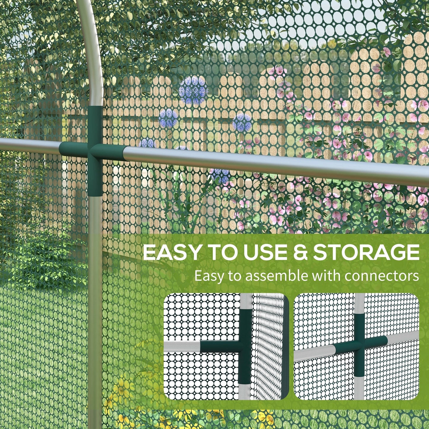4' x 8' Crop Cage, Plant Protection Tent with Zippered Door and Galvanized Steel Frame, Fruit Cage Netting Cover for Garden, Yard, Lawn, Green