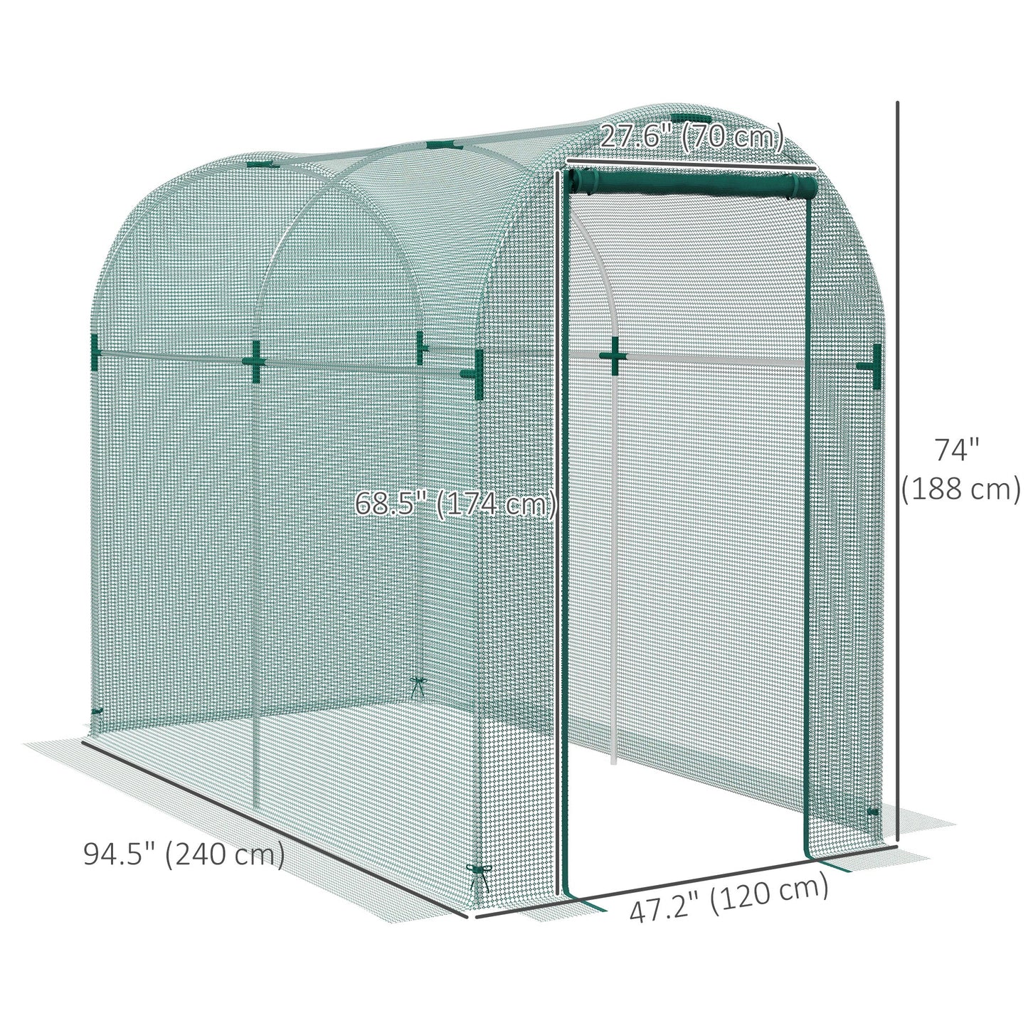 4' x 8' Crop Cage, Plant Protection Tent with Zippered Door and Galvanized Steel Frame, Fruit Cage Netting Cover for Garden, Yard, Lawn, Green