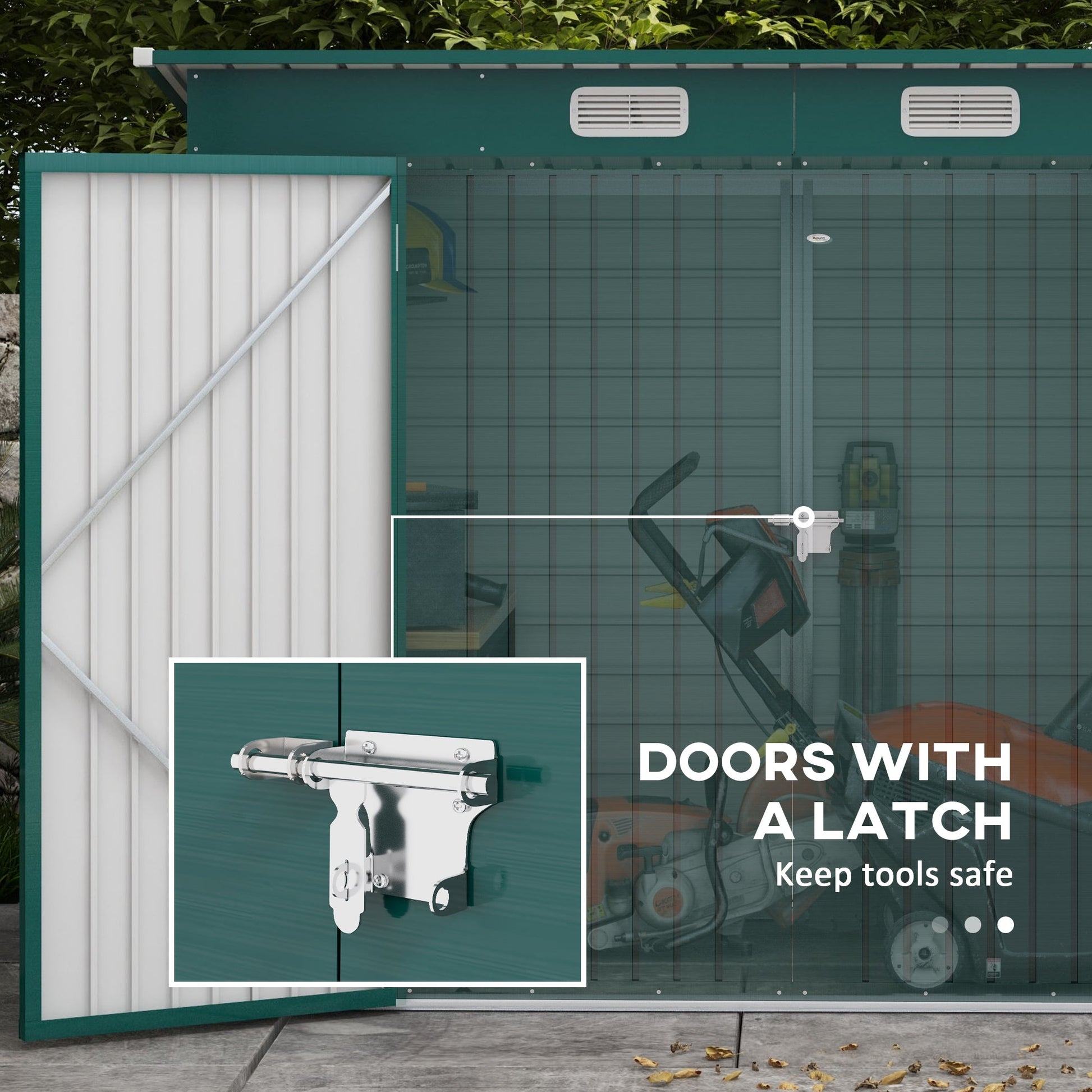 8 x 4FT Outdoor Storage Shed, Easy to Assemble Galvanized Metal Garden Shed, Waterproof Tool Shed with Lockable Door and 2 Vents for Backyard, Lawn, Patio, Green