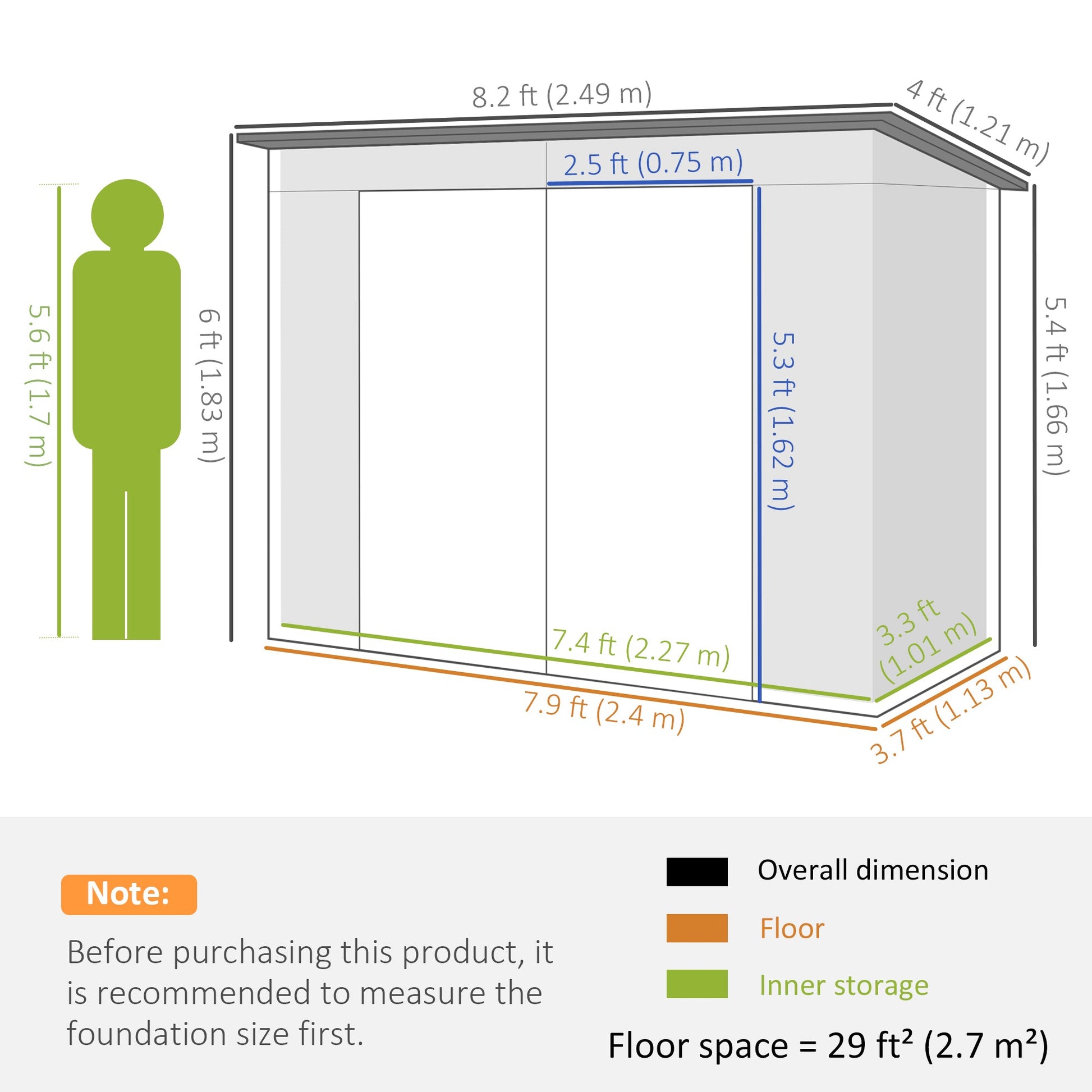 8 x 4FT Outdoor Storage Shed, Easy to Assemble Galvanized Metal Garden Shed, Waterproof Tool Shed with Lockable Door and 2 Vents for Backyard, Lawn, Patio, Green