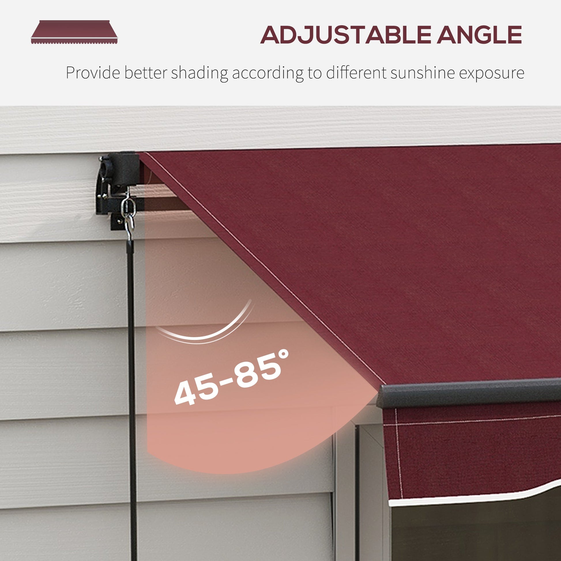  15' x 10' Retractable Awning, Patio Awning Sunshade Shelter with Manual Crank Handle, 280gsm UV Resistant Fabric and Aluminum Frame, for Balcony, Yard, Wine Red
