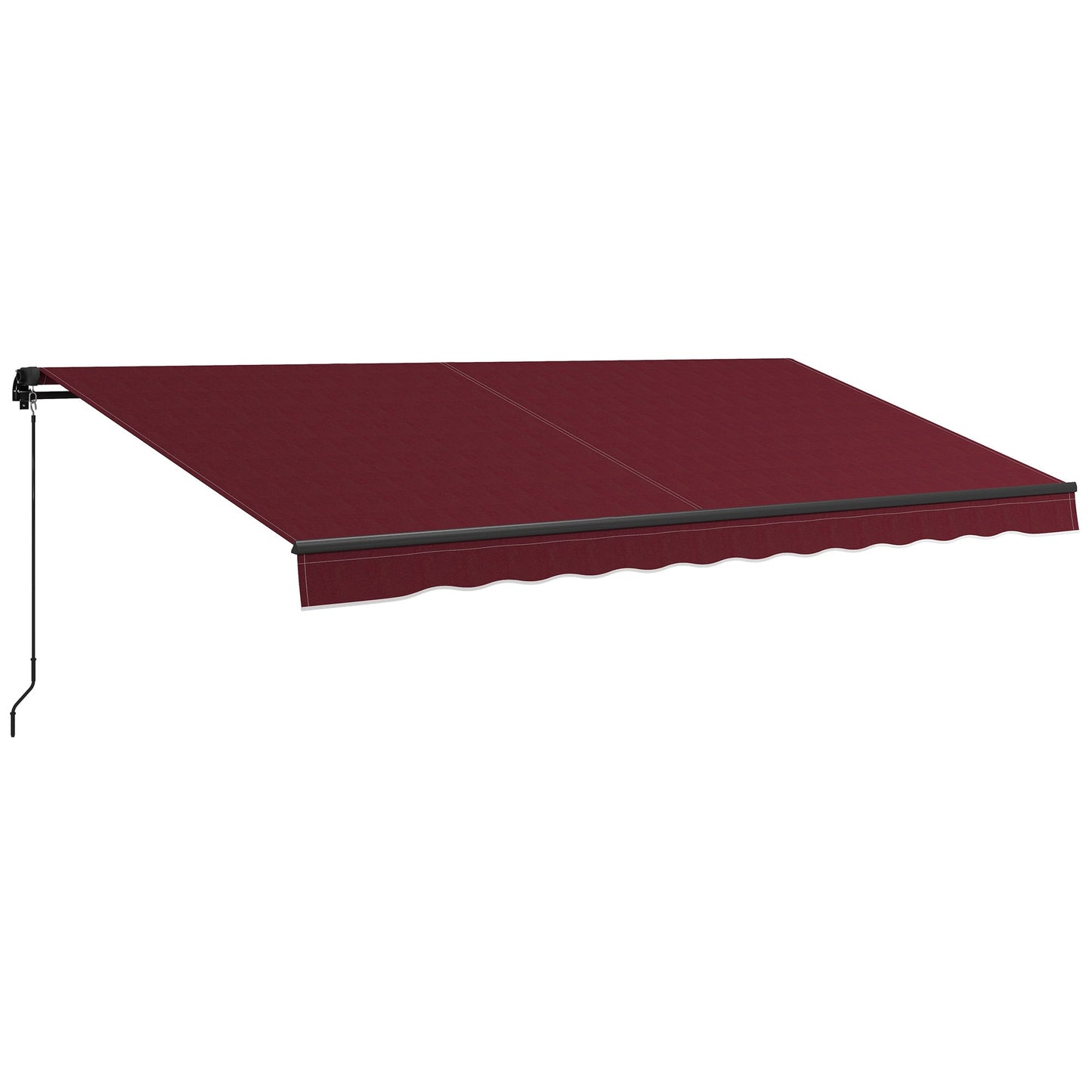  15' x 10' Retractable Awning, Patio Awning Sunshade Shelter with Manual Crank Handle, 280gsm UV Resistant Fabric and Aluminum Frame, for Balcony, Yard, Wine Red