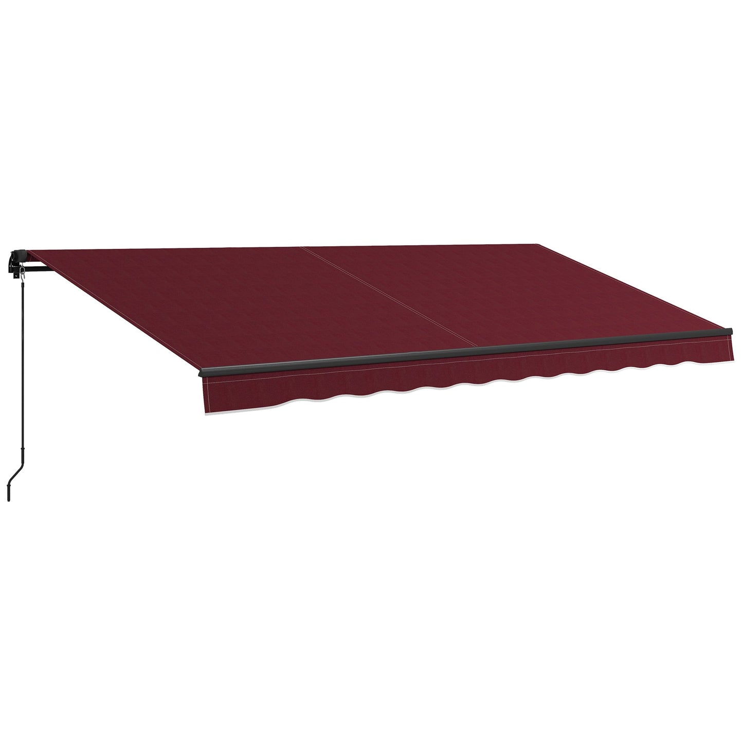  15' x 10' Retractable Awning, Patio Awning Sunshade Shelter with Manual Crank Handle, 280gsm UV Resistant Fabric and Aluminum Frame, for Balcony, Yard, Wine Red