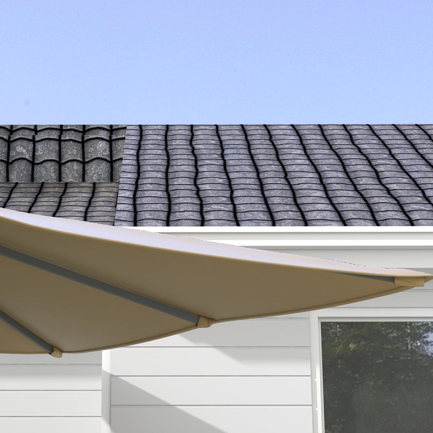 10' x 13' Cantilever Patio Umbrella with Windproof Straps, Aluminium Hanging Offset Umbrella with 4-Position Tilt, 360° Rotating Base, Vent, Outdoor Market Umbrella, Khaki