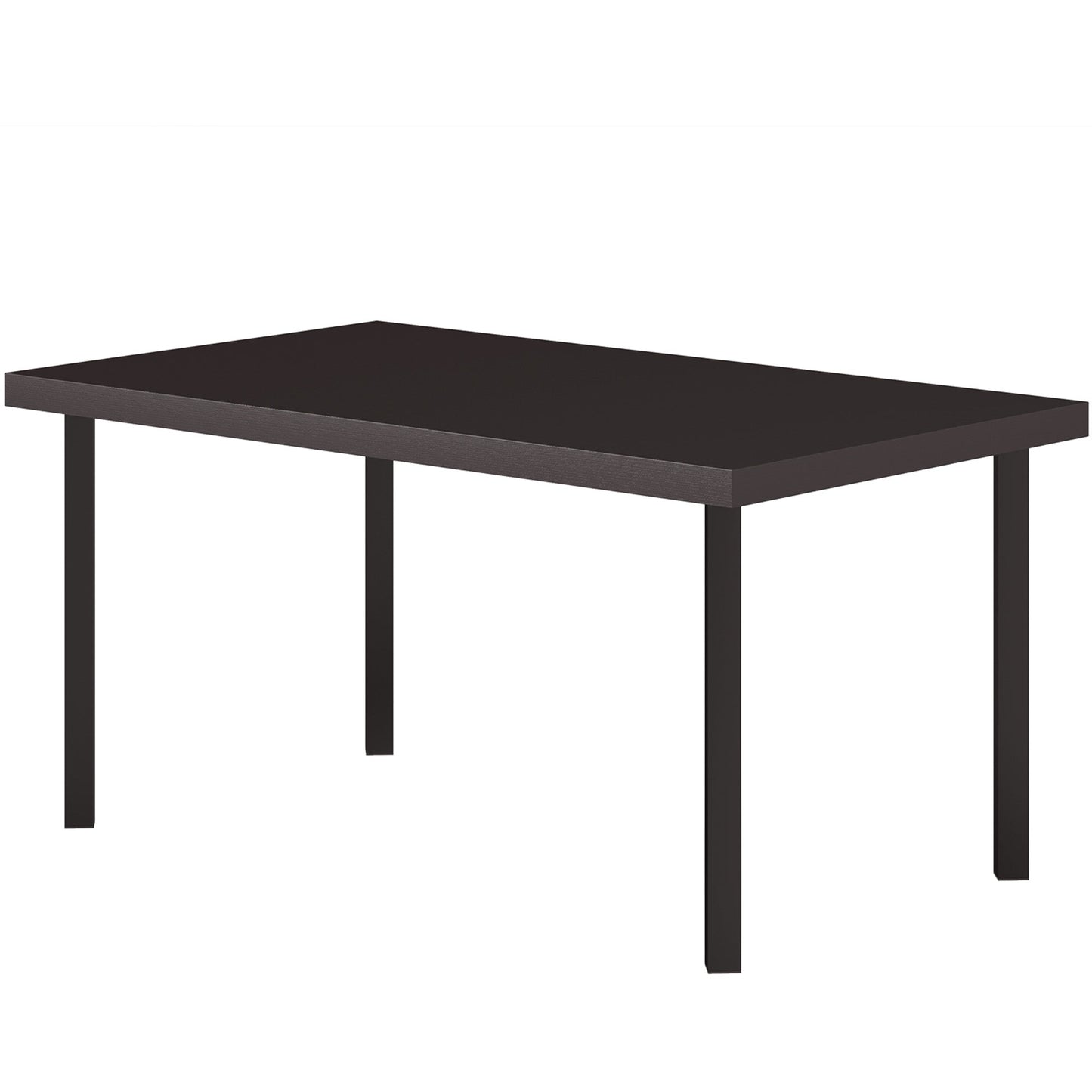 Metal Patio Coffee Table, Rectangle Outdoor Side Table with Woodgrain Tabletop, Foot Pads for Outside Garden Patio Lawn, Brown