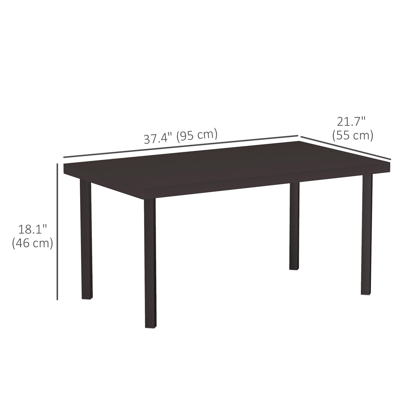 Metal Patio Coffee Table, Rectangle Outdoor Side Table with Woodgrain Tabletop, Foot Pads for Outside Garden Patio Lawn, Brown